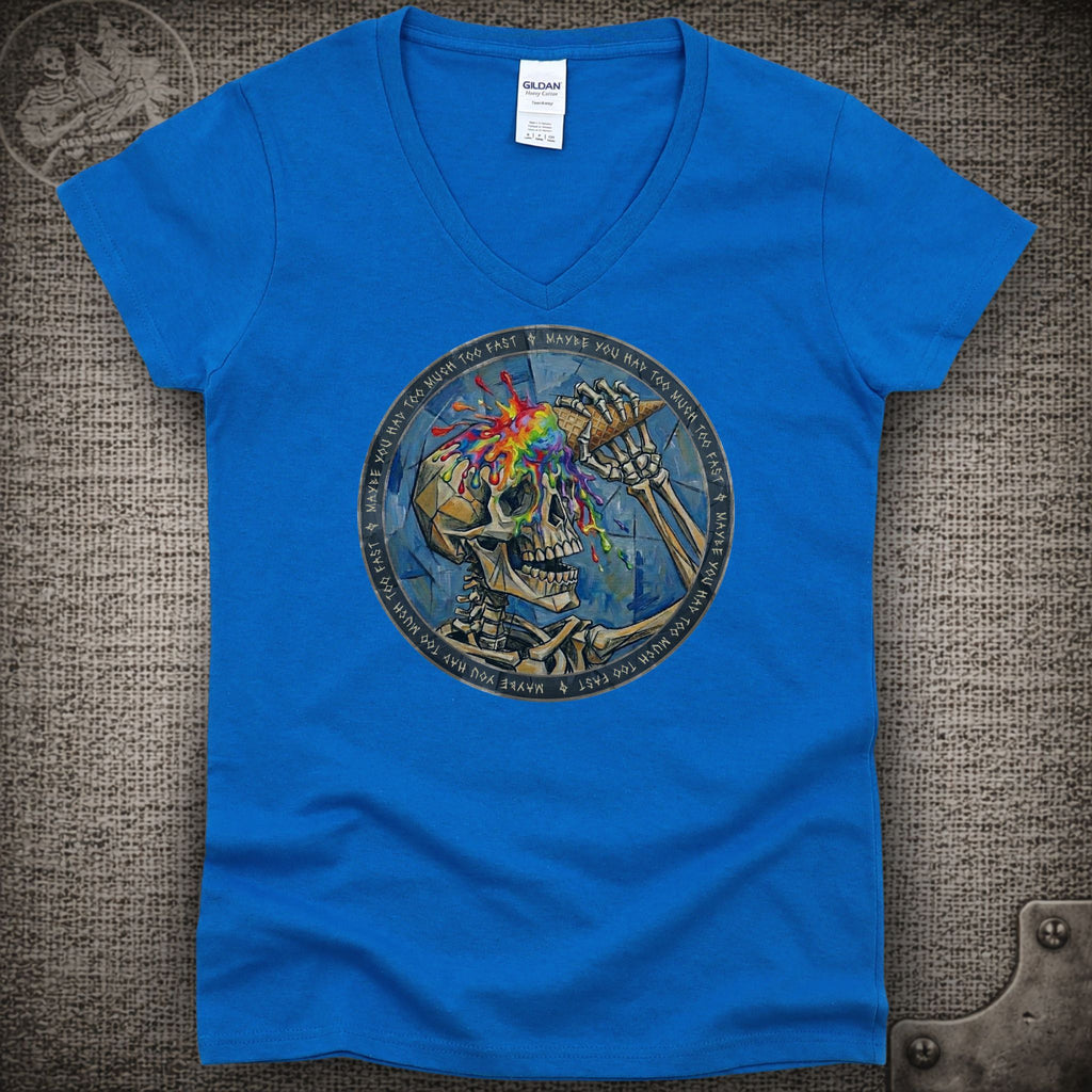 Ice Cream Skeleton | Grateful Dead Shakedown Street Style Ladies V-Neck Tee