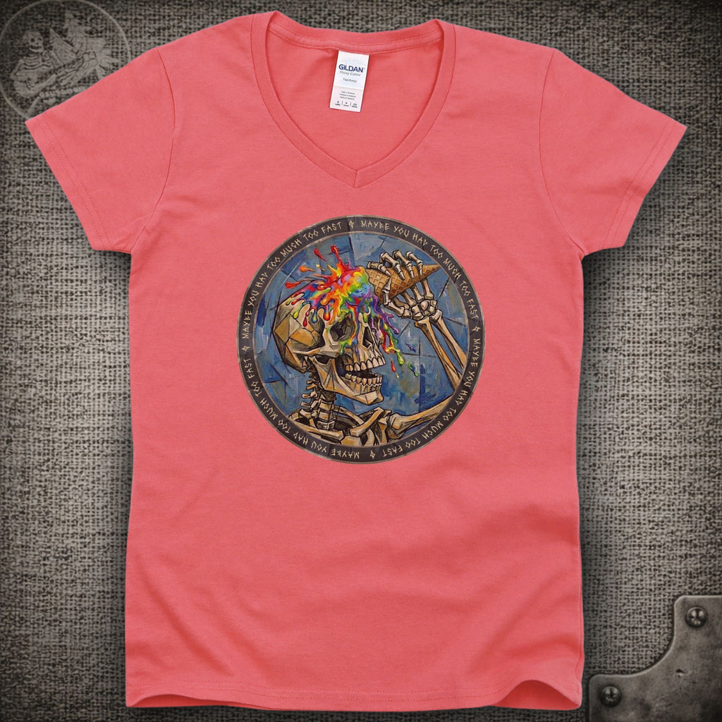 Ice Cream Skeleton | Grateful Dead Shakedown Street Style Ladies V-Neck Tee
