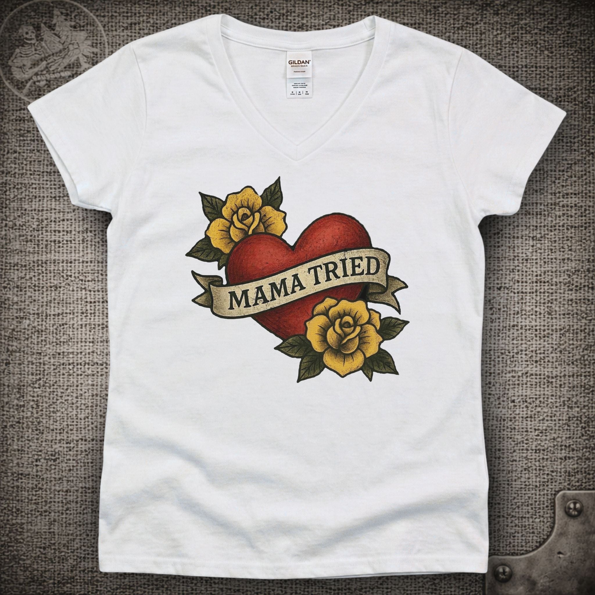 Mama Tried | Merle Haggard | Grateful Dead Shakedown Lot Style Ladies V-Neck Tee