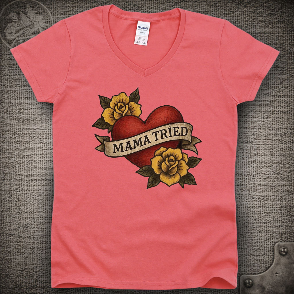 Mama Tried | Merle Haggard | Grateful Dead Shakedown Lot Style Ladies V-Neck Tee