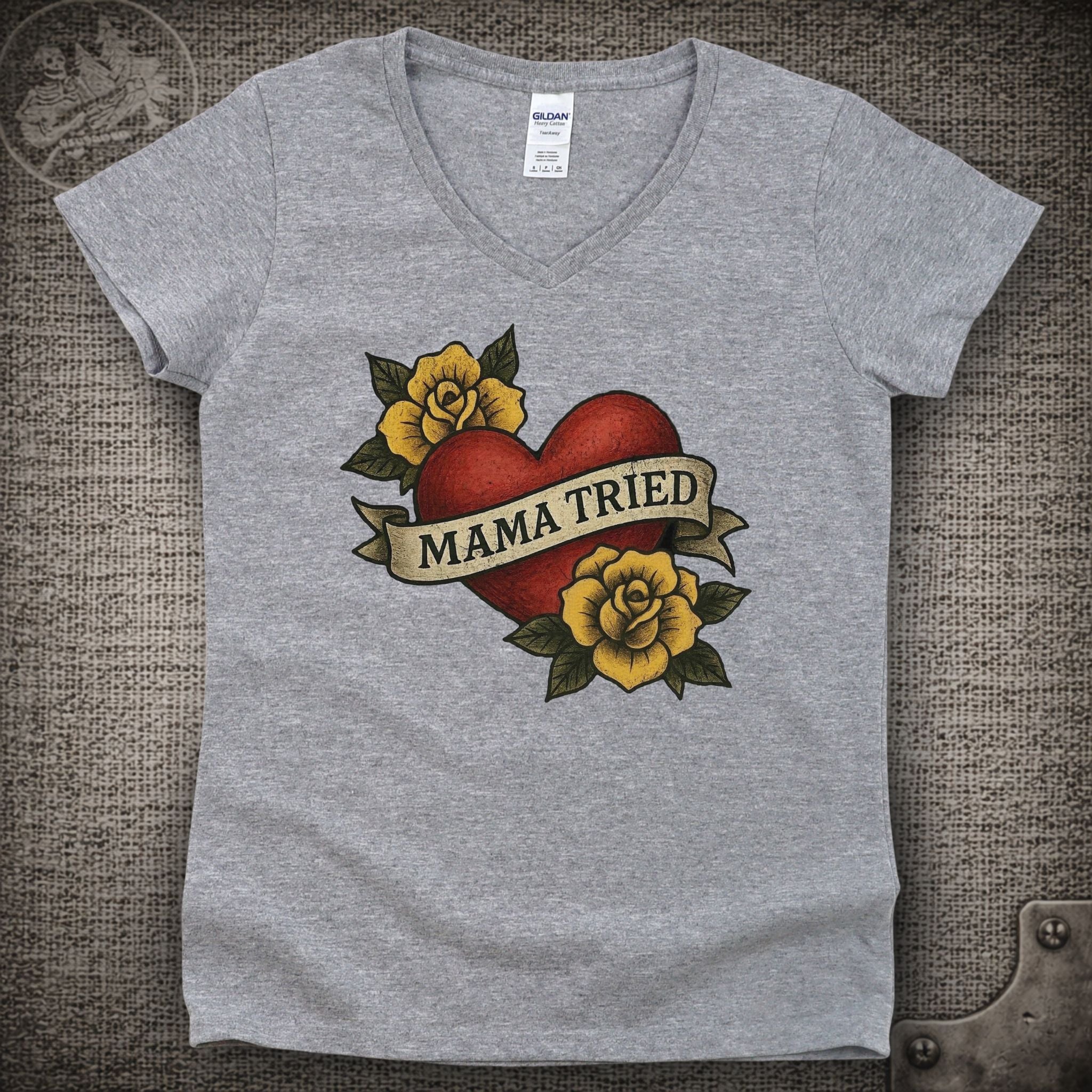 Mama Tried | Merle Haggard | Grateful Dead Shakedown Lot Style Ladies V-Neck Tee