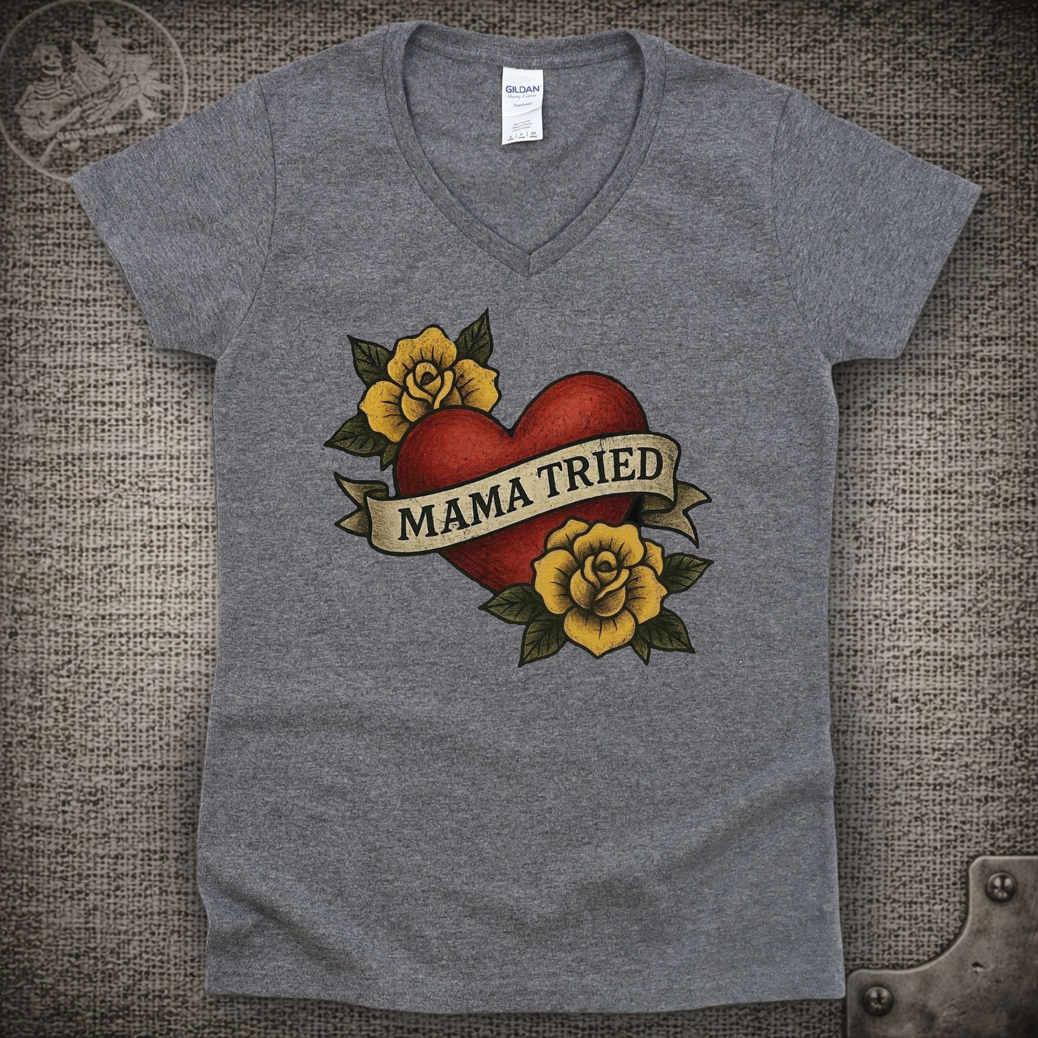 Mama Tried | Merle Haggard | Grateful Dead Shakedown Lot Style Ladies V-Neck Tee