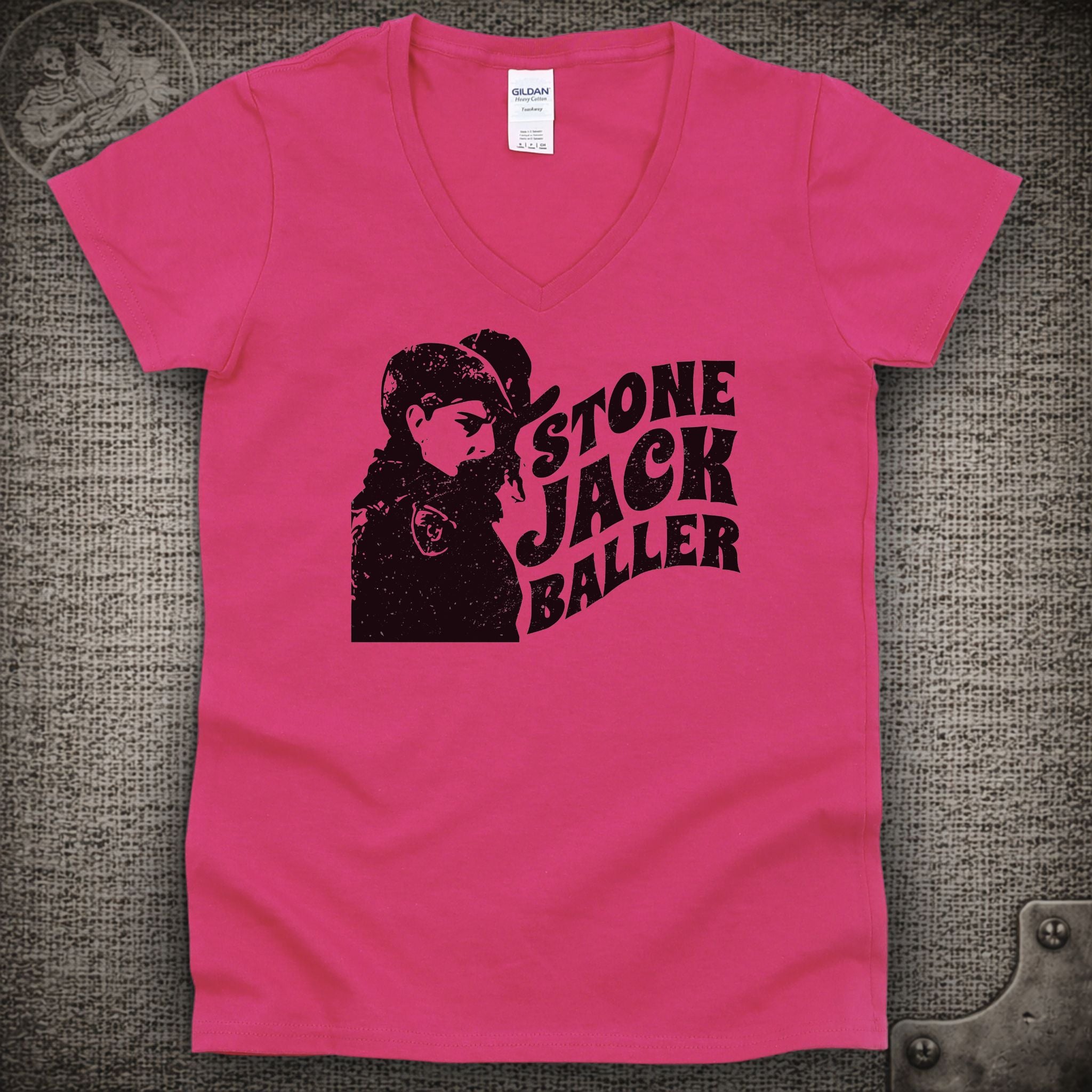 Easy Wind Pigpen | Stone Jack Baller | Grateful Dead Shakedown Lot Style Ladies V-Neck Tee
