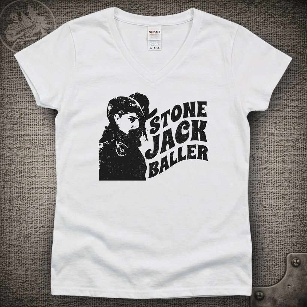 Easy Wind Pigpen | Stone Jack Baller | Grateful Dead Shakedown Lot Style Ladies V-Neck Tee