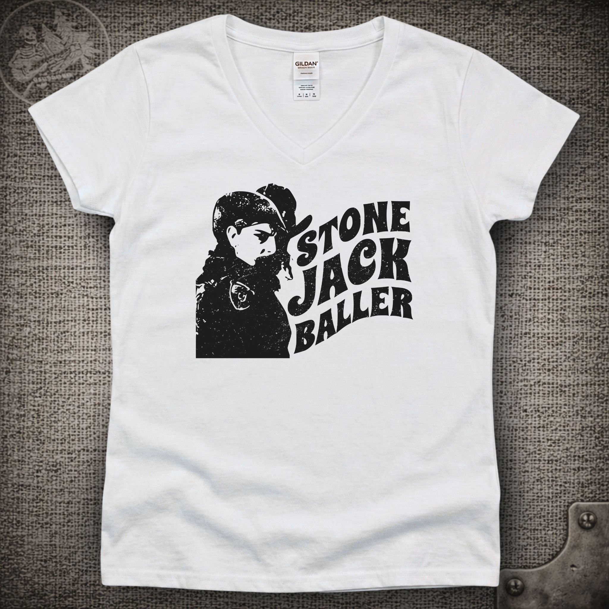 Easy Wind Pigpen | Stone Jack Baller | Grateful Dead Shakedown Lot Style Ladies V-Neck Tee