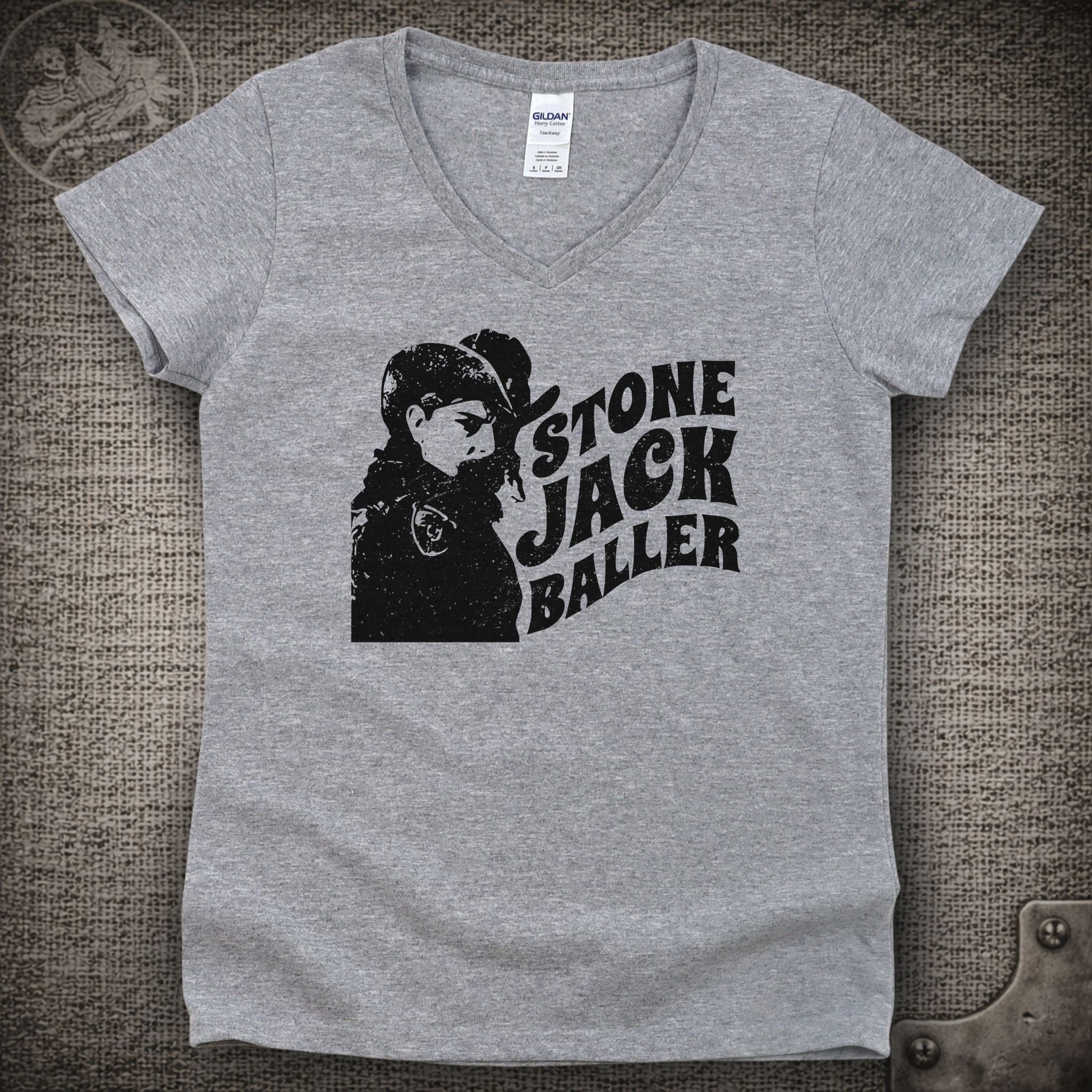 Easy Wind Pigpen | Stone Jack Baller | Grateful Dead Shakedown Lot Style Ladies V-Neck Tee