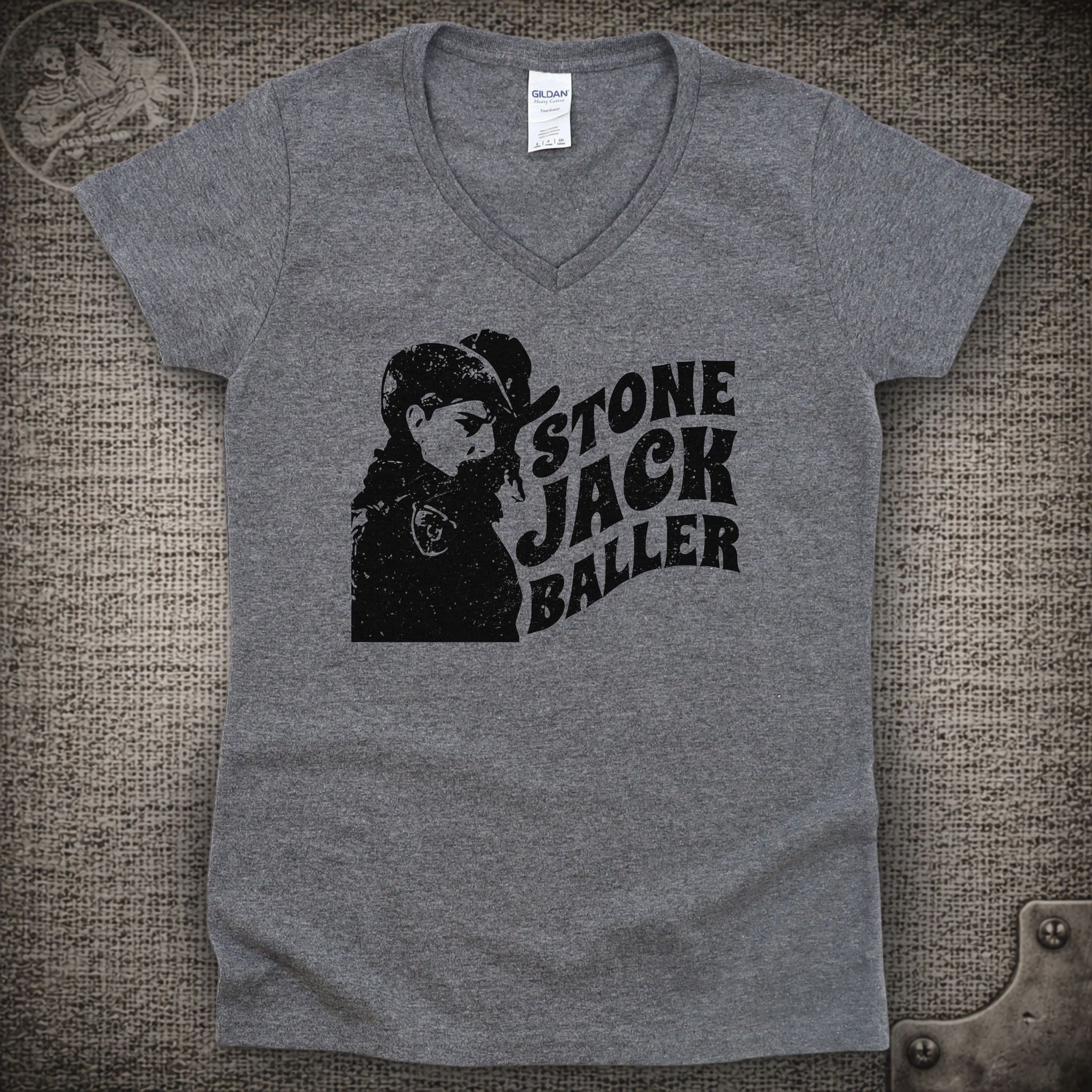 Easy Wind Pigpen | Stone Jack Baller | Grateful Dead Shakedown Lot Style Ladies V-Neck Tee