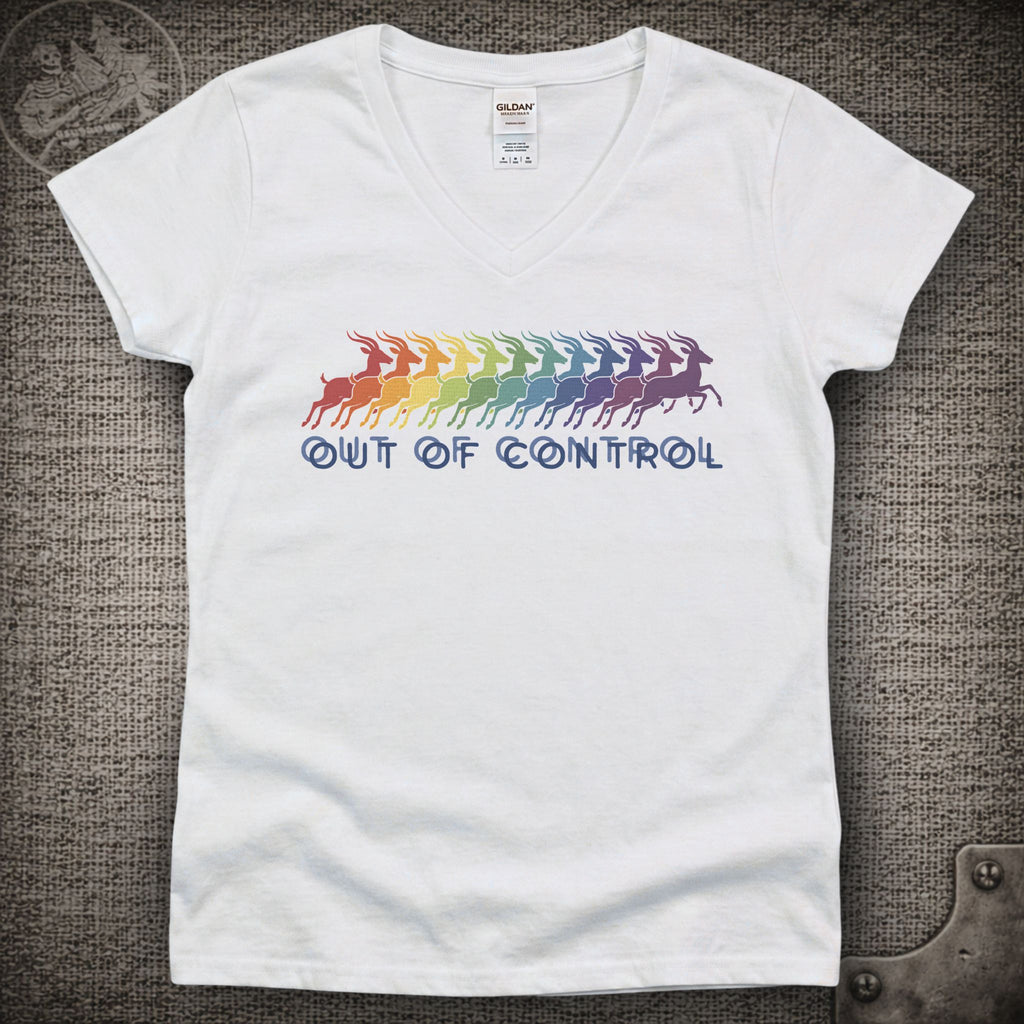Run Like an Antelope | Phish Inspired Shakedown Lot Style Ladies V-Neck Tee