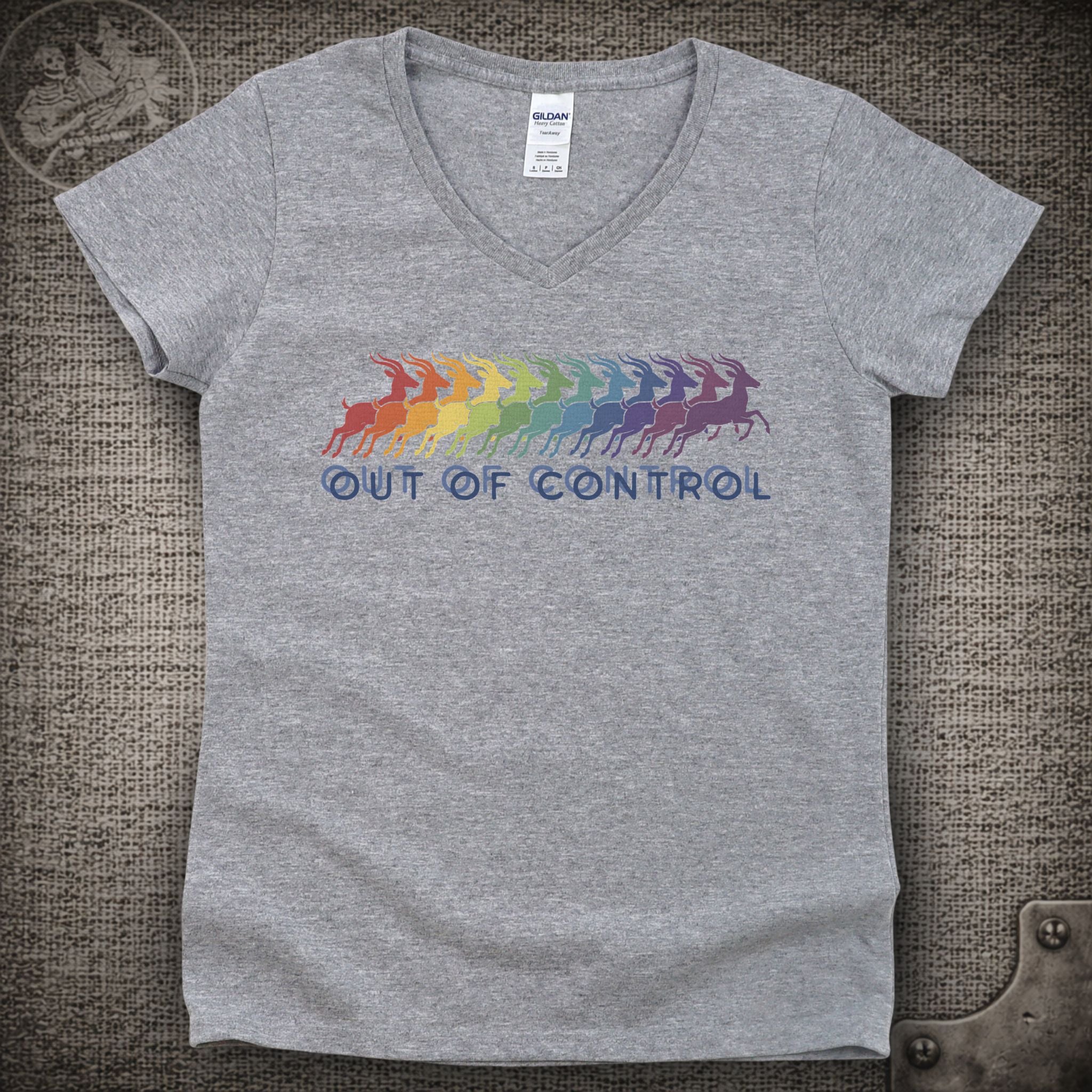 Run Like an Antelope | Phish Inspired Shakedown Lot Style Ladies V-Neck Tee