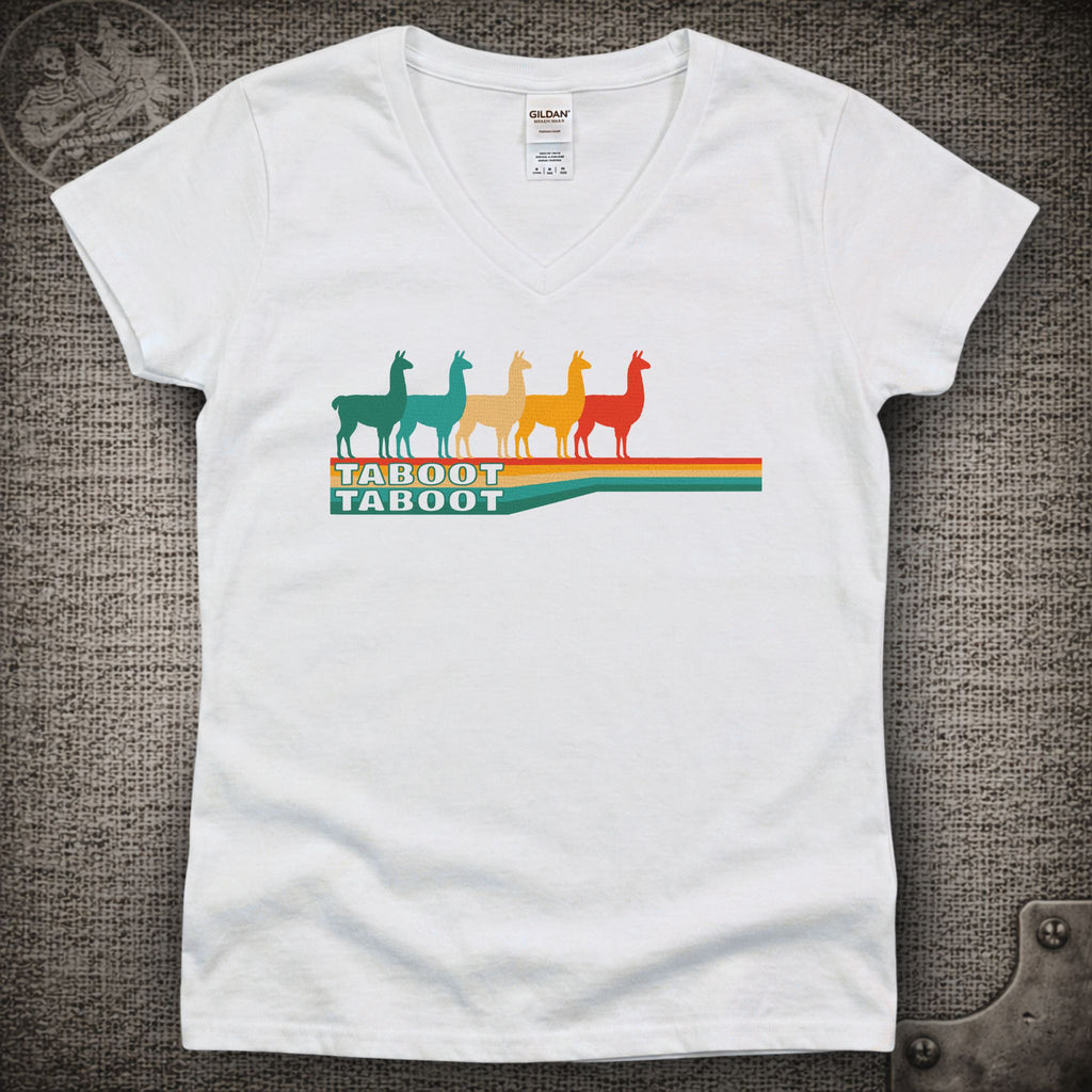 Llama Taboot Taboot | Phish Inspired Shakedown Lot Style Ladies V-Neck Tee