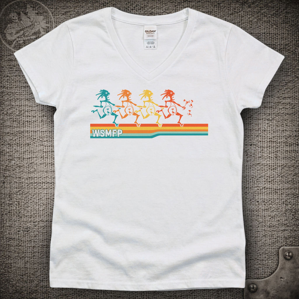Retro Note Eaters | Widespread Panic Shakedown Lot Style Ladies V-Neck Tee
