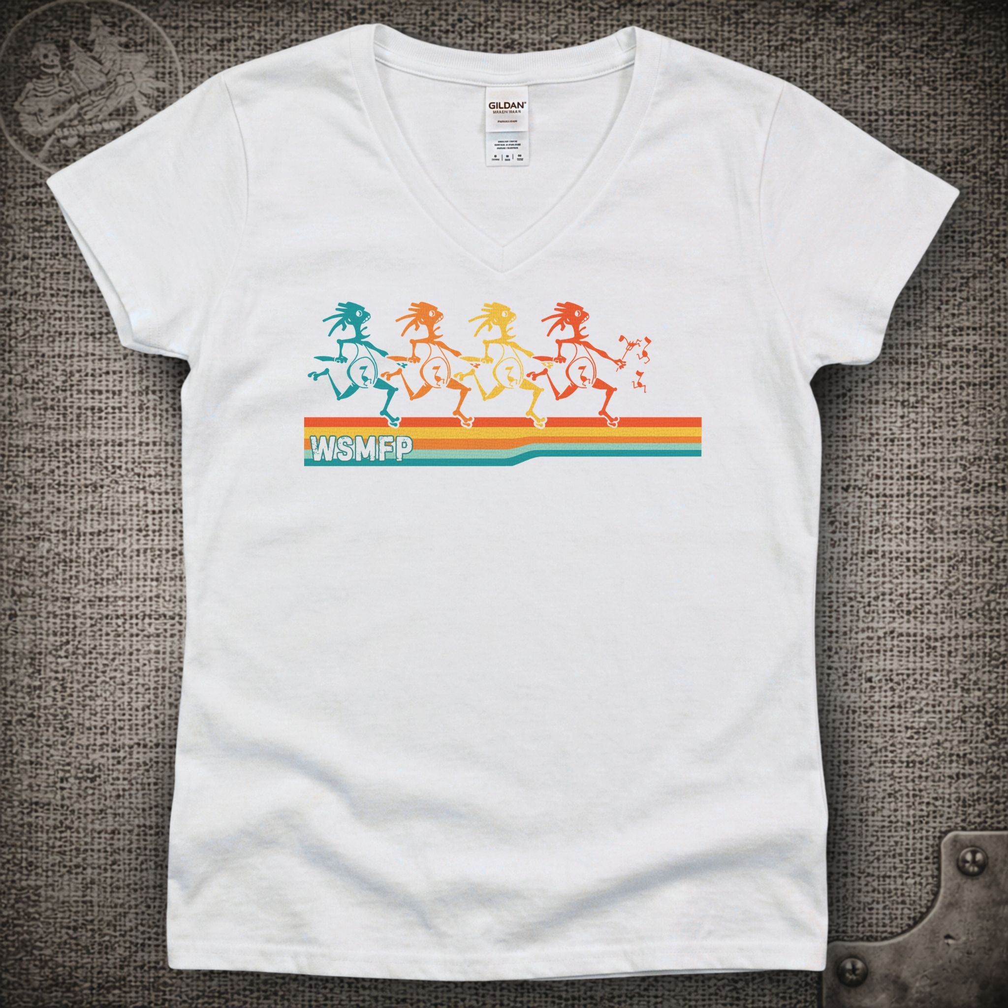 Retro Note Eaters | Widespread Panic Shakedown Lot Style Ladies V-Neck Tee
