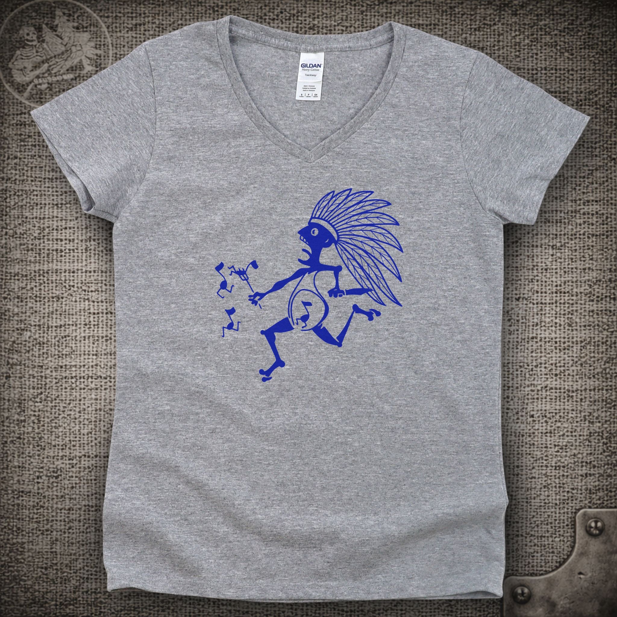 Blue Indian | Widespread Panic Shakedown Lot Style Ladies V-Neck Tee