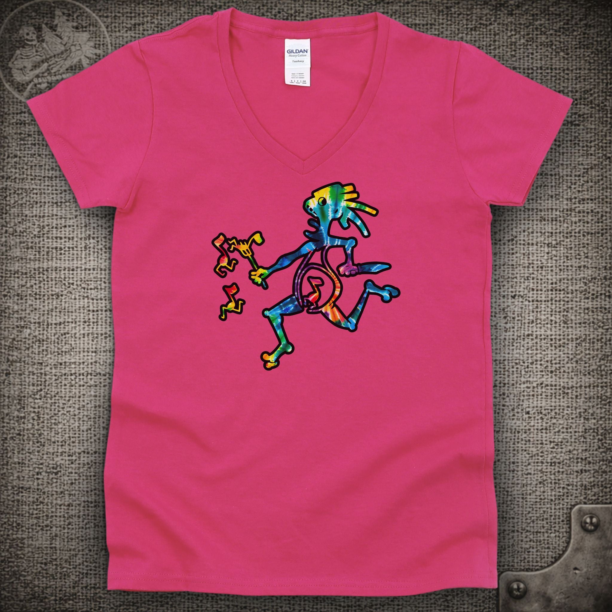 Tie-Dye Note Eater | Widespread Panic Shakedown Lot Style Ladies V-Neck Tee