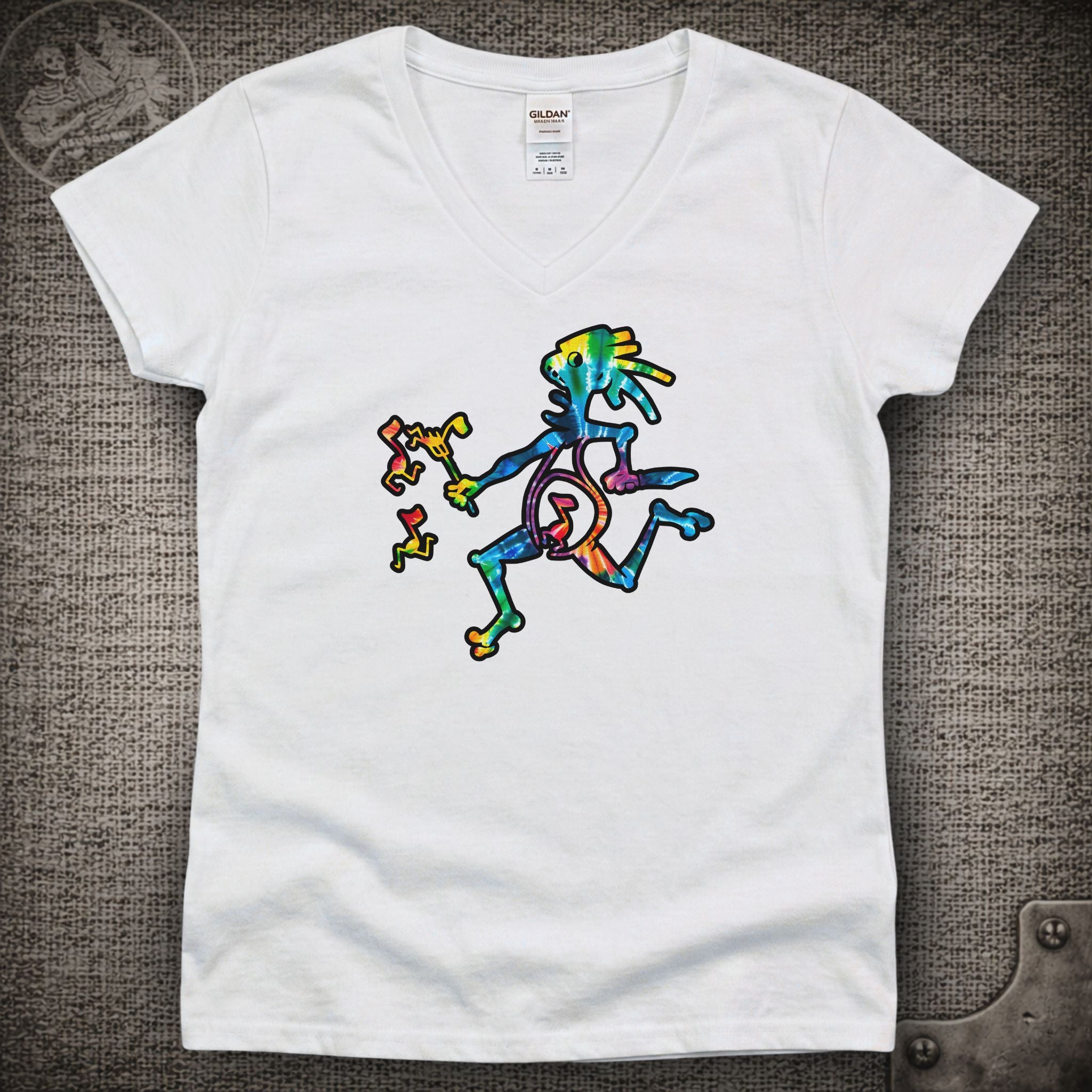 Tie-Dye Note Eater | Widespread Panic Shakedown Lot Style Ladies V-Neck Tee