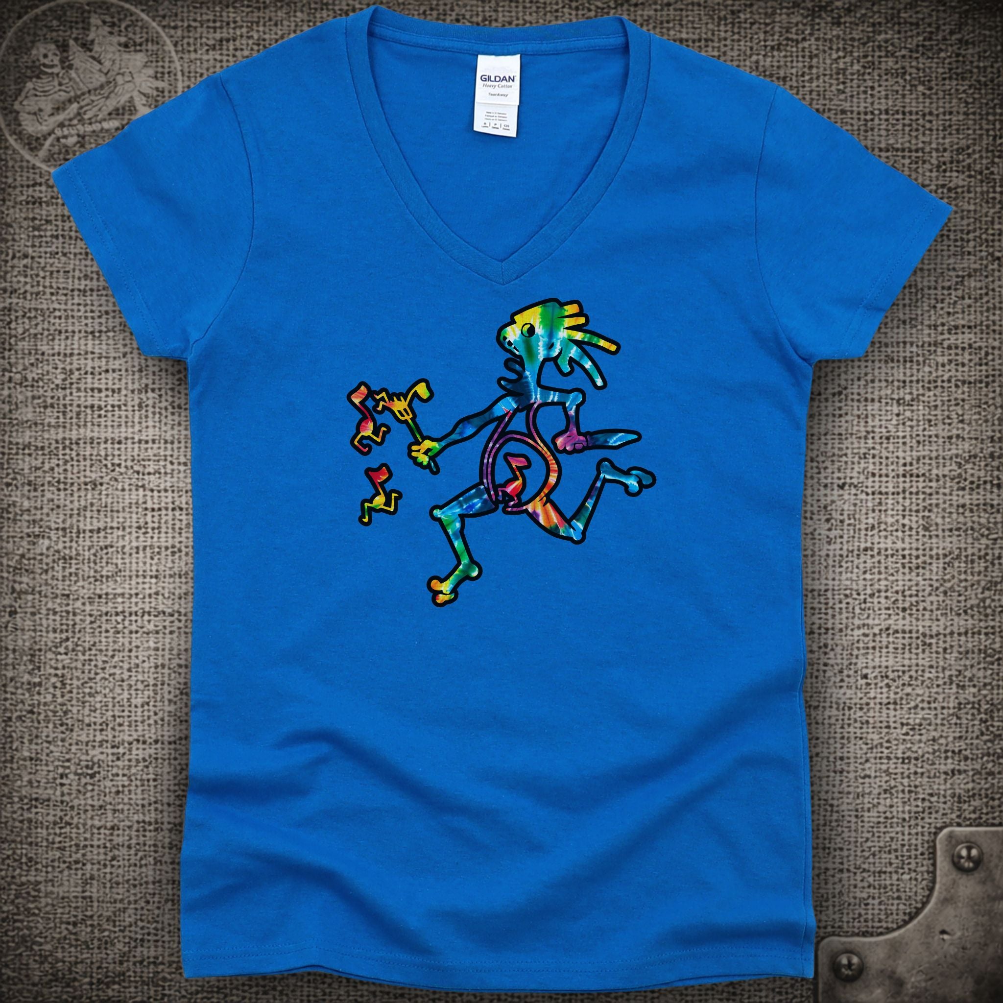 Tie-Dye Note Eater | Widespread Panic Shakedown Lot Style Ladies V-Neck Tee