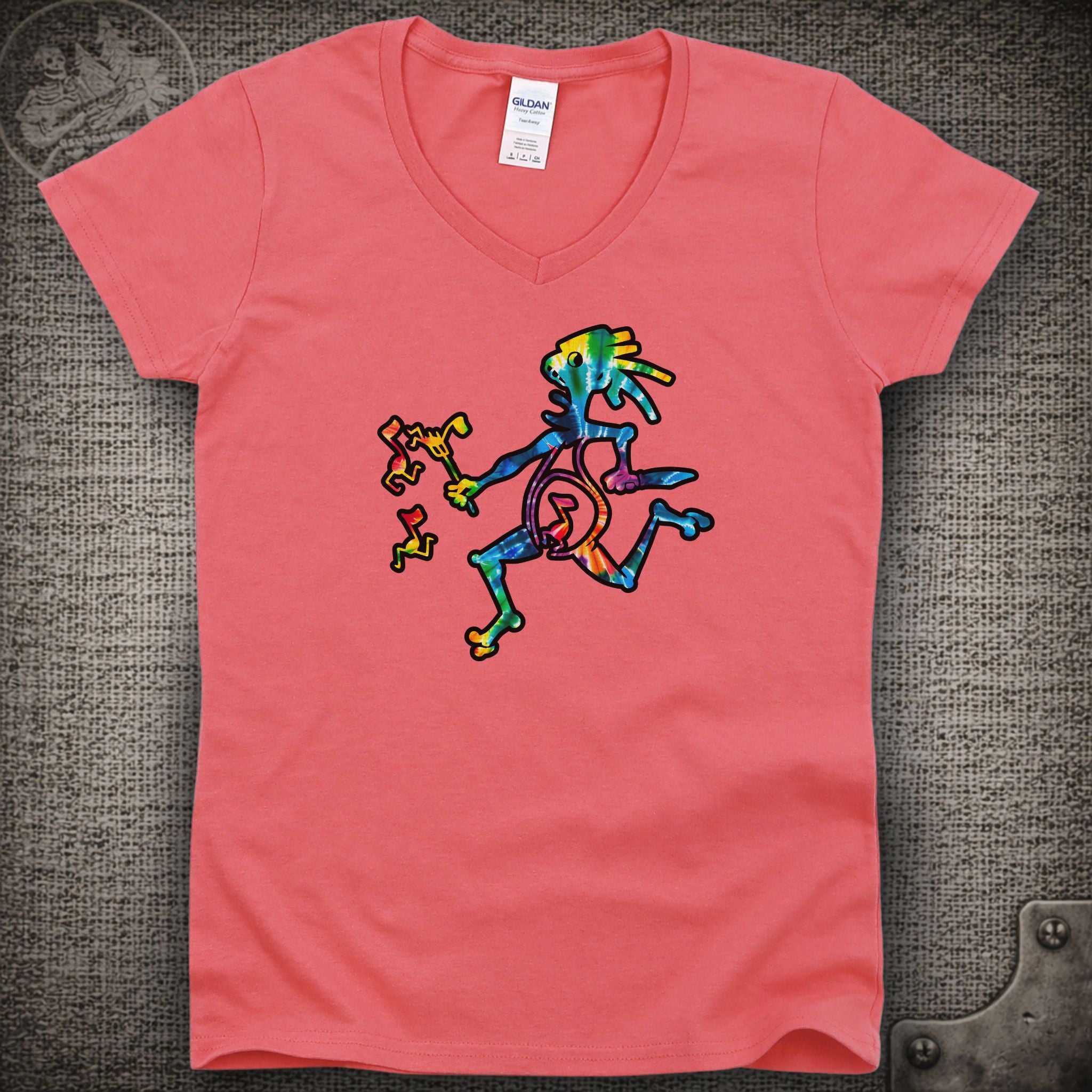 Tie-Dye Note Eater | Widespread Panic Shakedown Lot Style Ladies V-Neck Tee