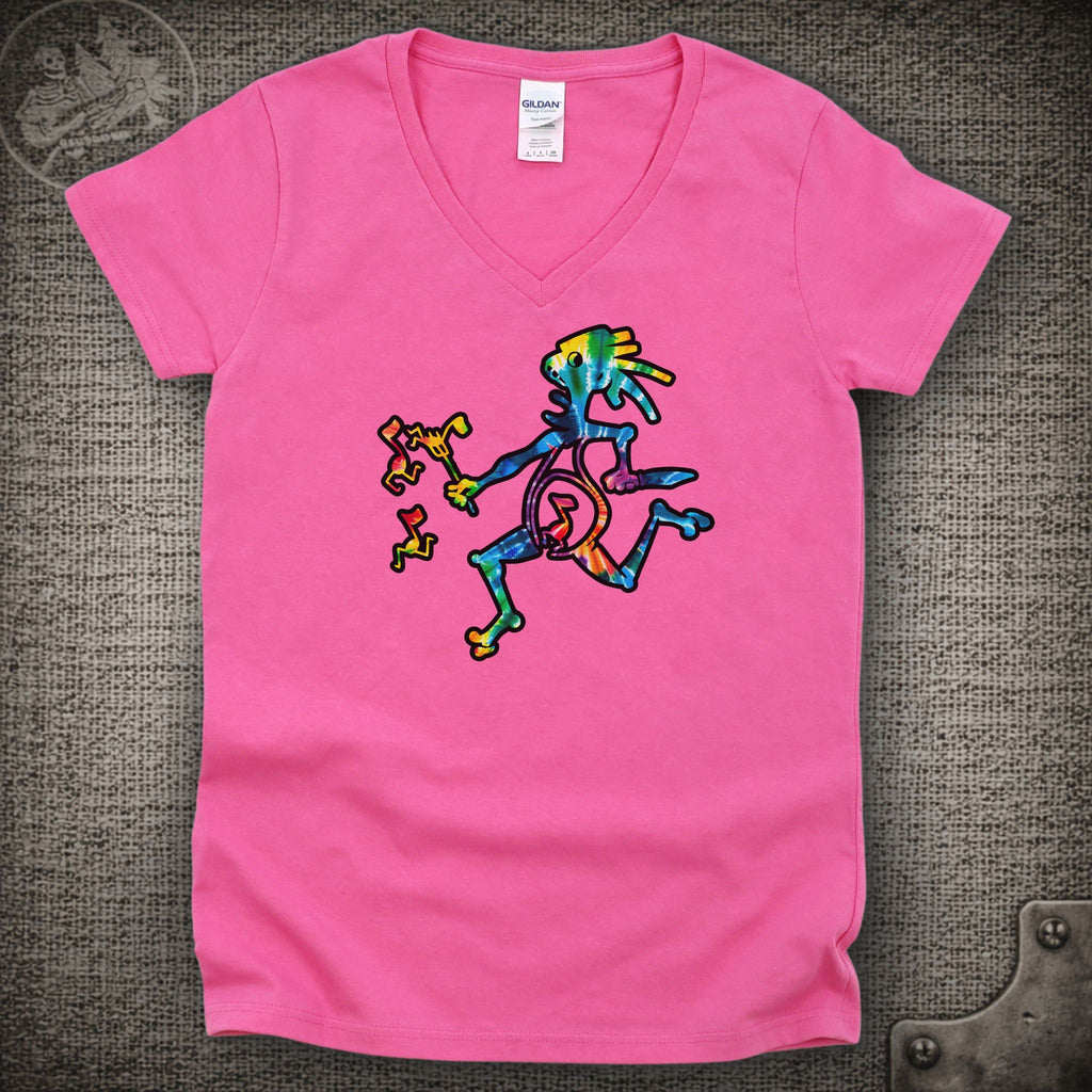 Tie-Dye Note Eater | Widespread Panic Shakedown Lot Style Ladies V-Neck Tee
