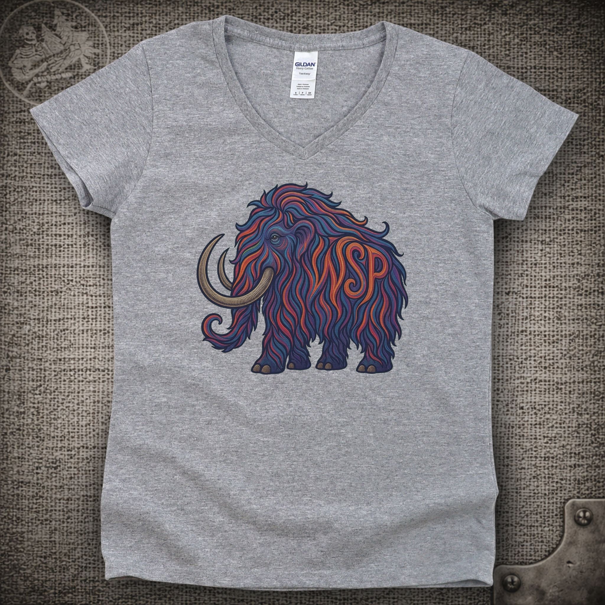 Big Wooly Mammoth | Widespread Panic Shakedown Lot Style Ladies V-Neck Tee