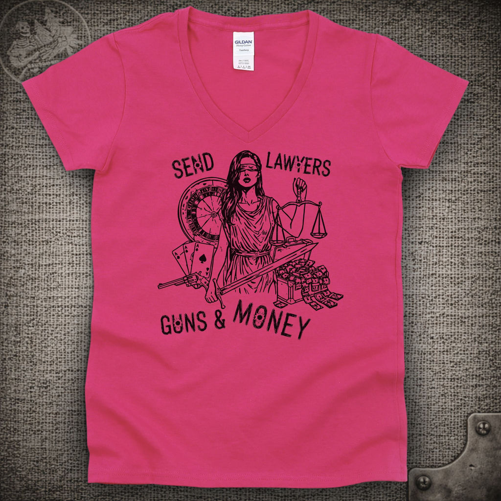 Lawyers Guns and Money | Warren Zevon | Widespread Panic Shakedown Lot Style Ladies V-Neck Tee
