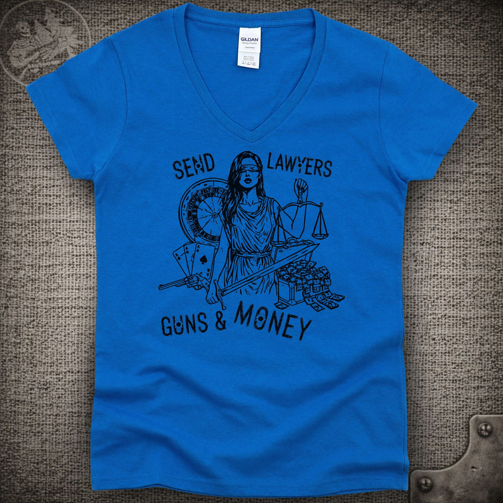 Lawyers Guns and Money | Warren Zevon | Widespread Panic Shakedown Lot Style Ladies V-Neck Tee