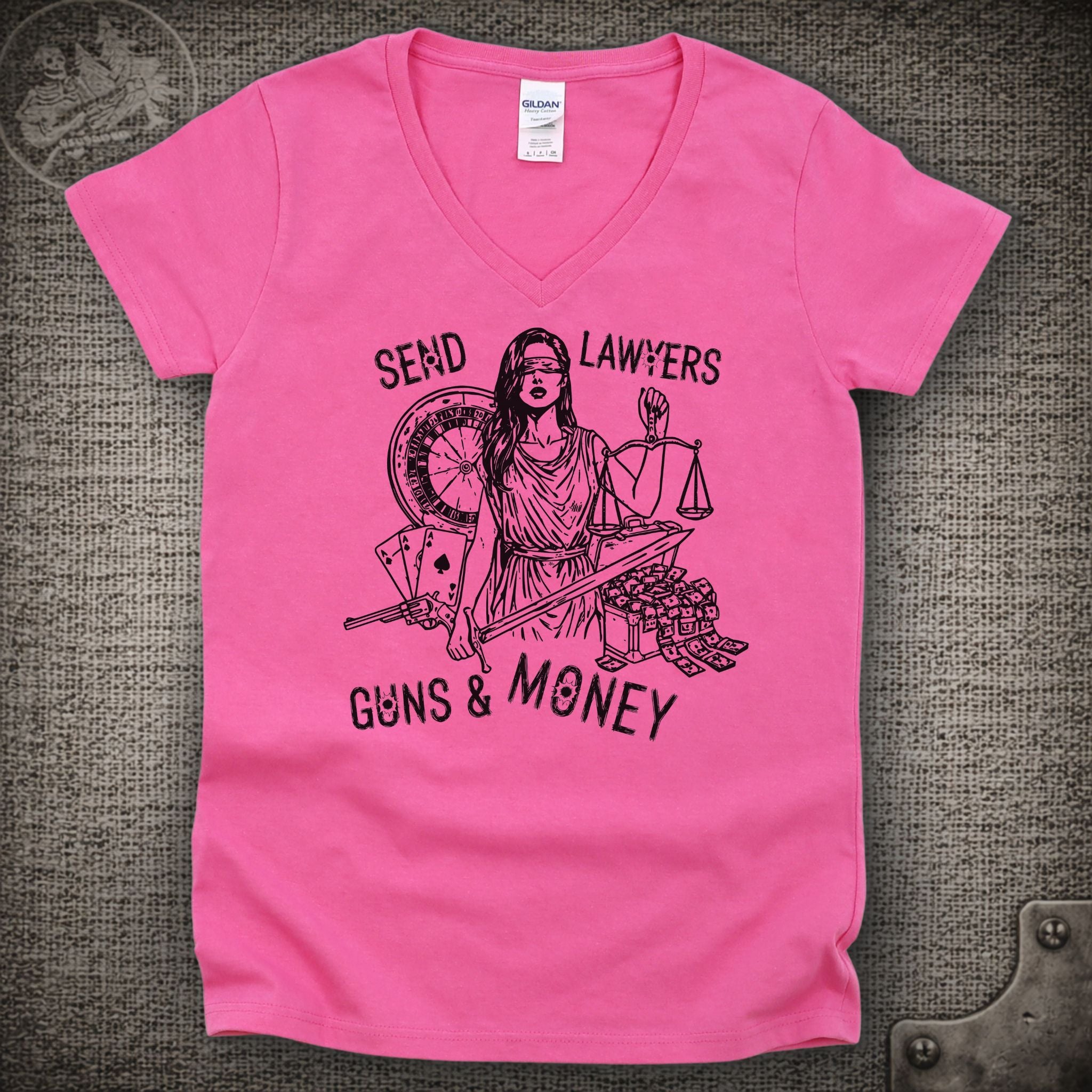 Lawyers Guns and Money | Warren Zevon | Widespread Panic Shakedown Lot Style Ladies V-Neck Tee