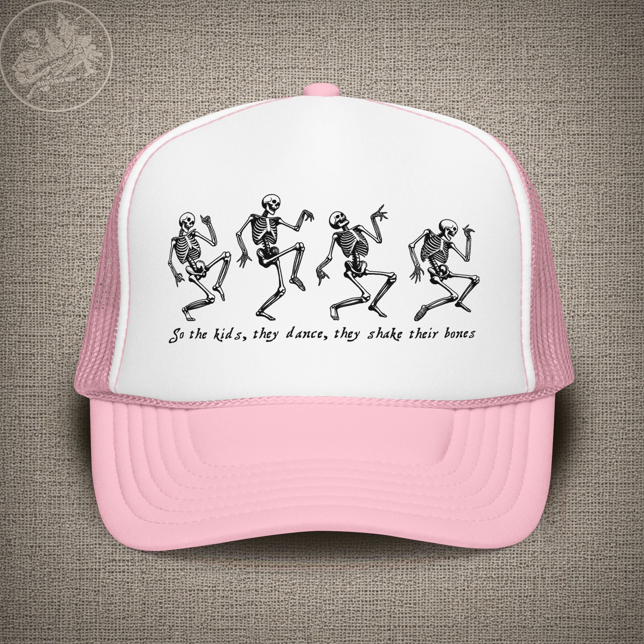 Throwing Stones | Grateful Dead Dancing Skeletons Shakedown Lot Style Trucker Hat