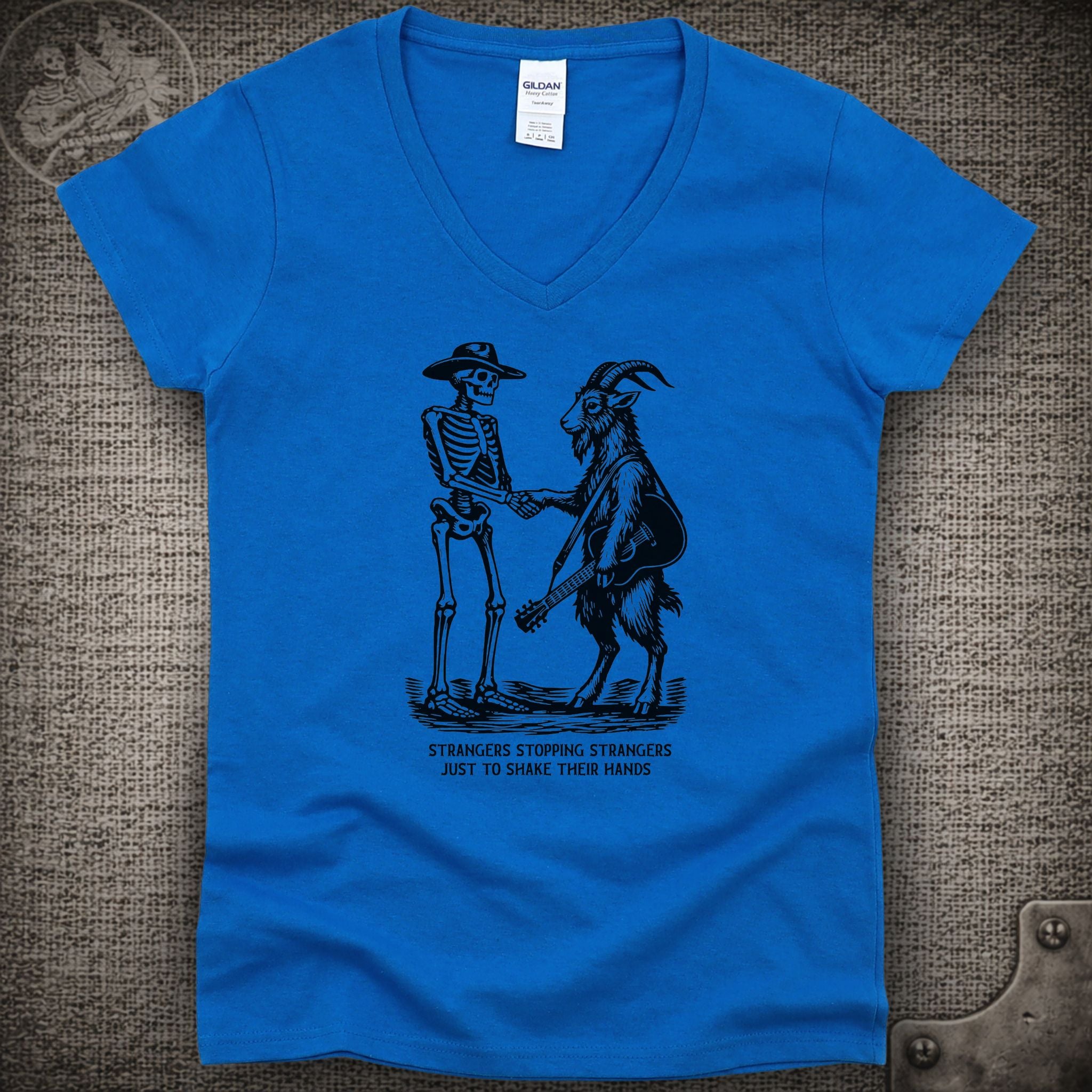Strangers Stopping Strangers | Grateful Dead and Billy Strings Mashup Shakedown Lot Style Ladies V-Neck Tee