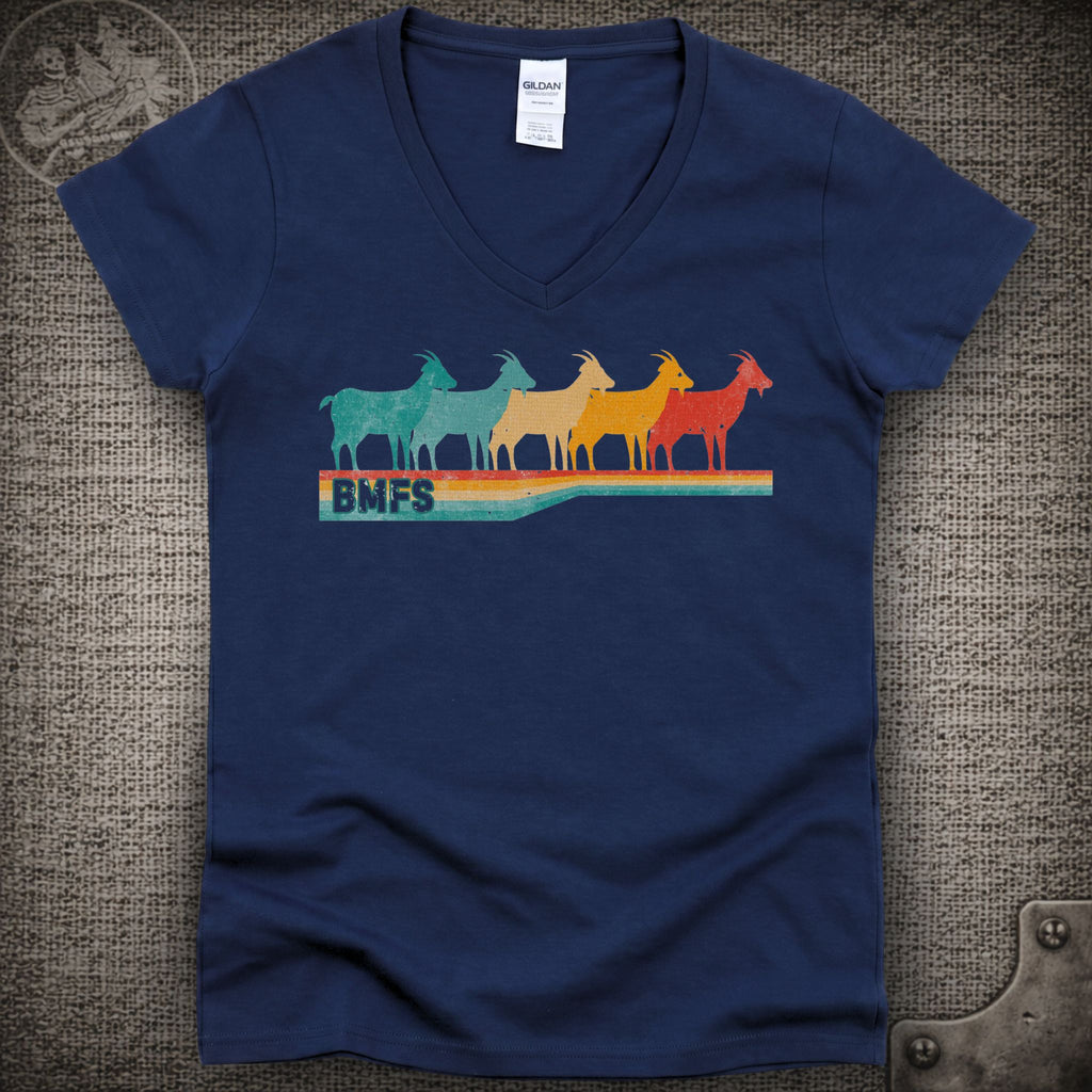 BMFS Retro Goats | Billy Strings Shakedown Lot Style Ladies V-Neck Tee