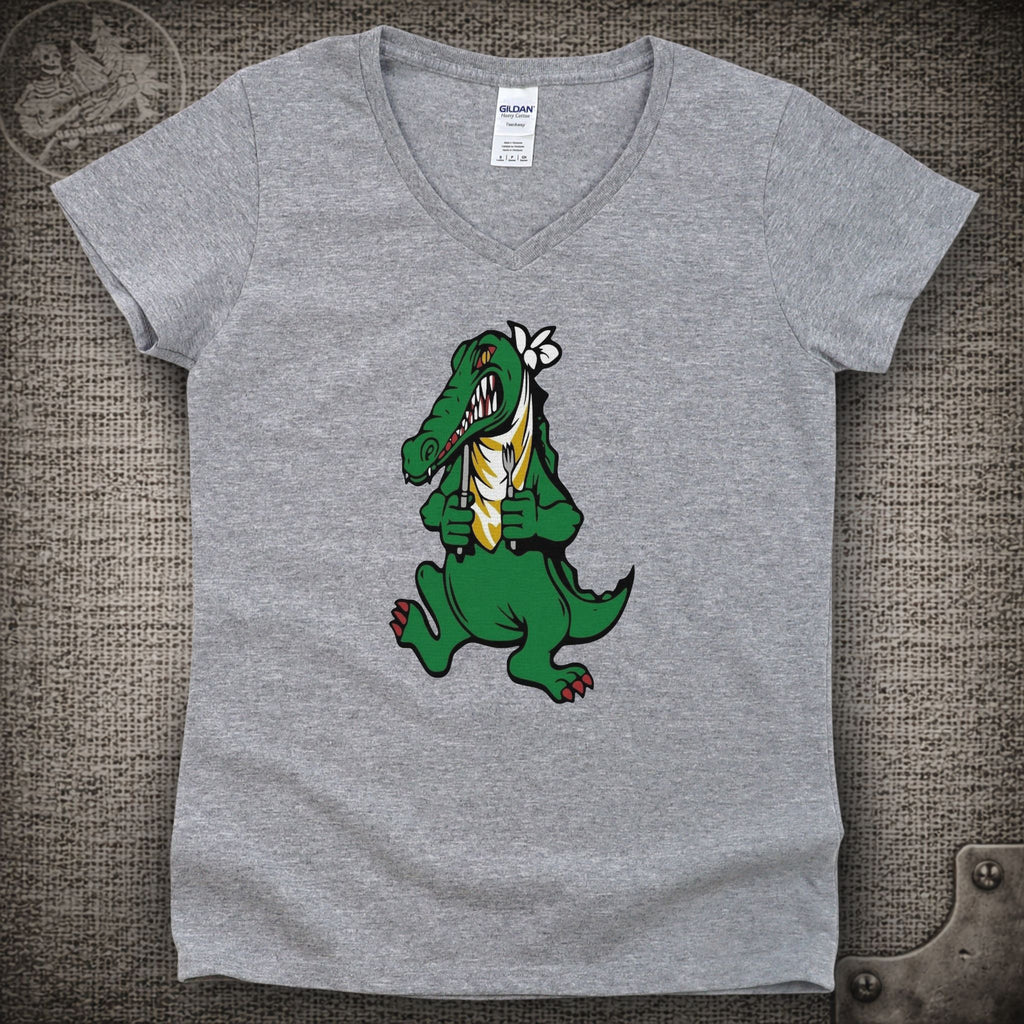 Alligator Guitar | Jerry Garcia Shakedown Lot Style Ladies V-Neck Tee