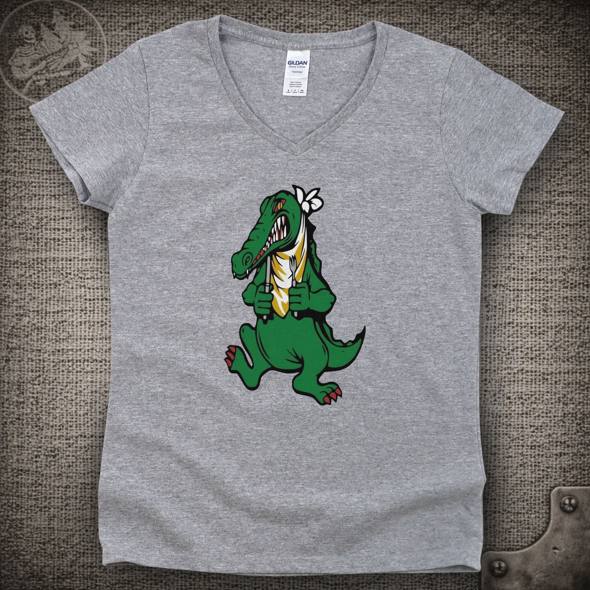 Alligator Guitar | Jerry Garcia Shakedown Lot Style Ladies V-Neck Tee