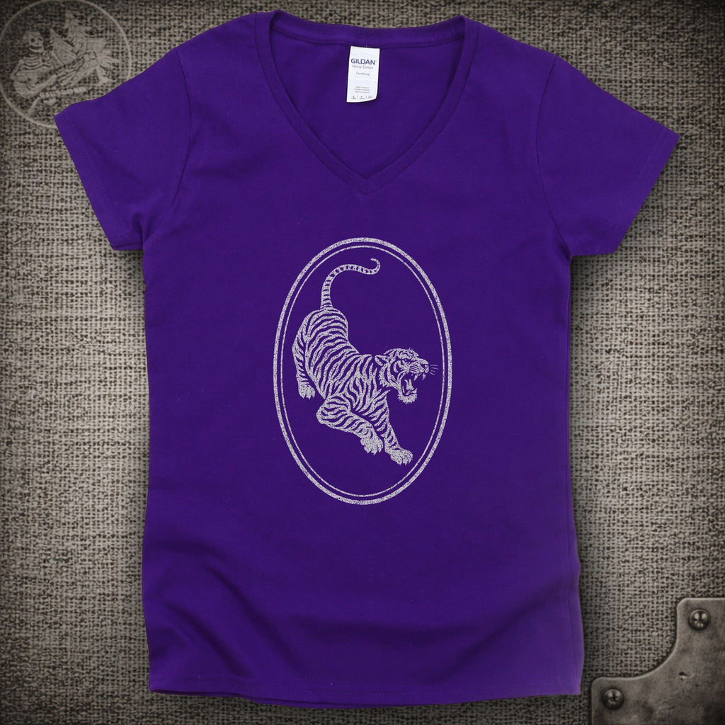 Tiger Guitar | Jerry Garcia Shakedown Lot Style Ladies V-Neck Tee