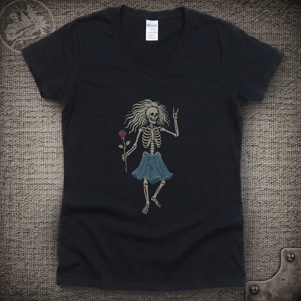 Rosebud Guitar | Jerry Garcia Shakedown Lot Style Ladies V-Neck Tee