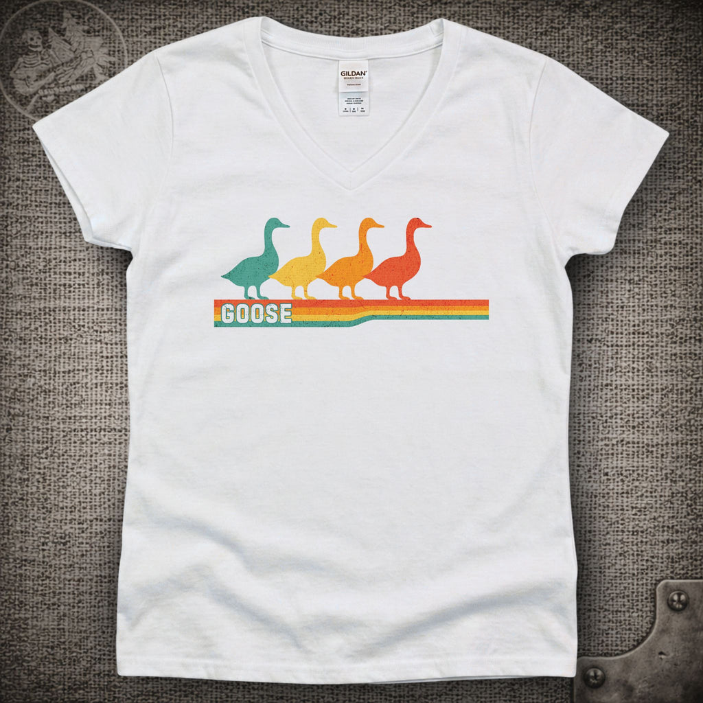 Retro Geese | Goose Shakedown Lot Style Ladies V-Neck Tee