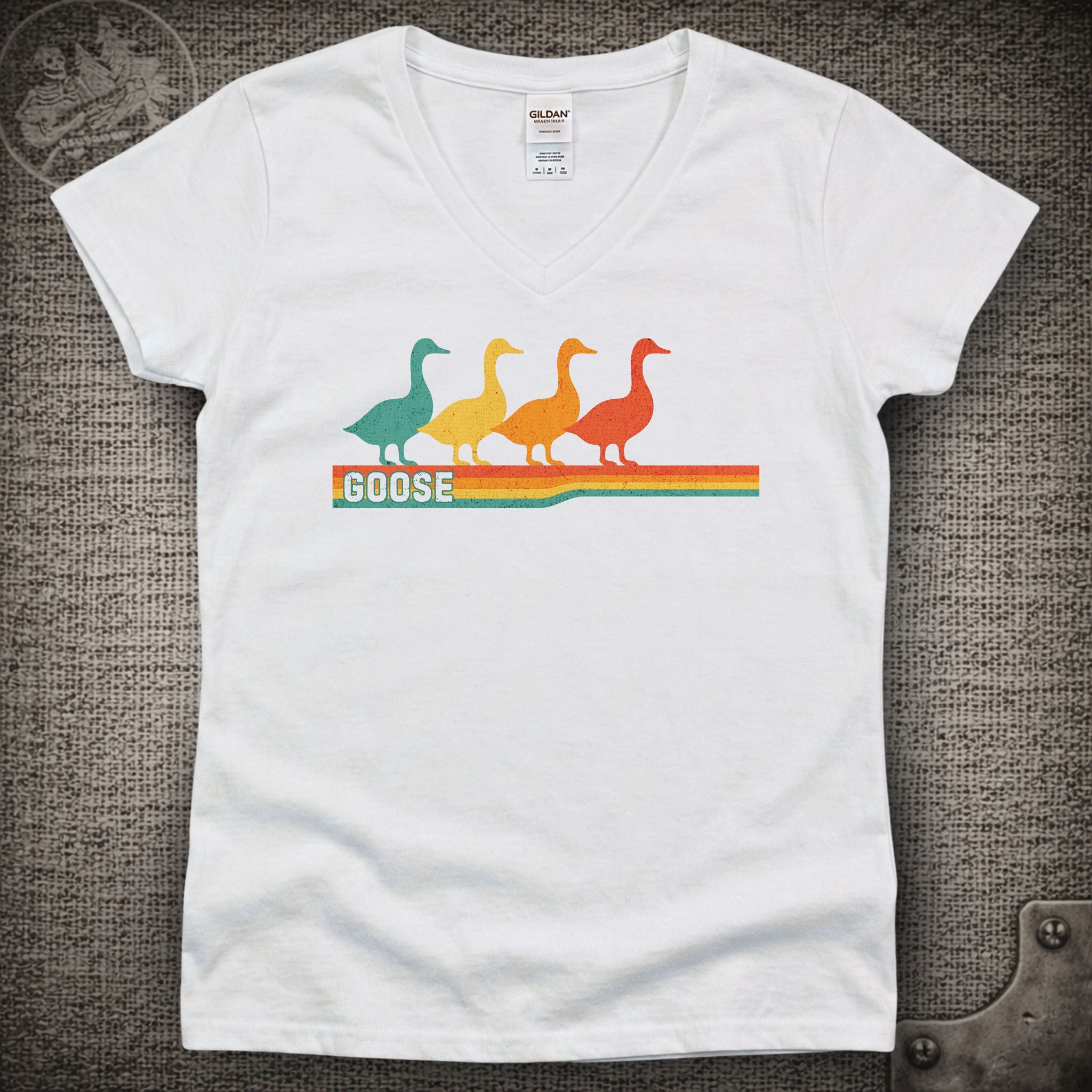 Retro Geese | Goose Shakedown Lot Style Ladies V-Neck Tee
