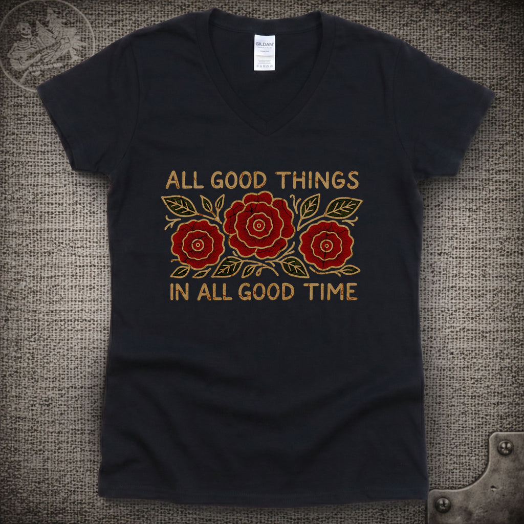 Run for the Roses | Jerry Garcia Band Shakedown Lot Style Ladies V-Neck Tee