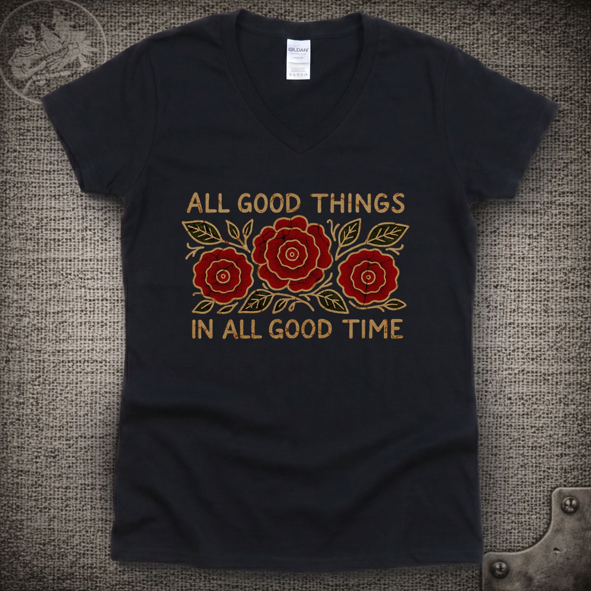 Run for the Roses | Jerry Garcia Band Shakedown Lot Style Ladies V-Neck Tee