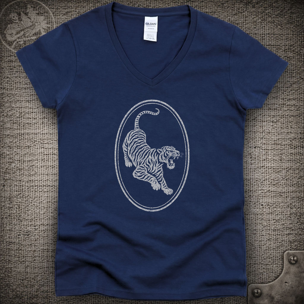 Tiger Guitar | Jerry Garcia Shakedown Lot Style Ladies V-Neck Tee