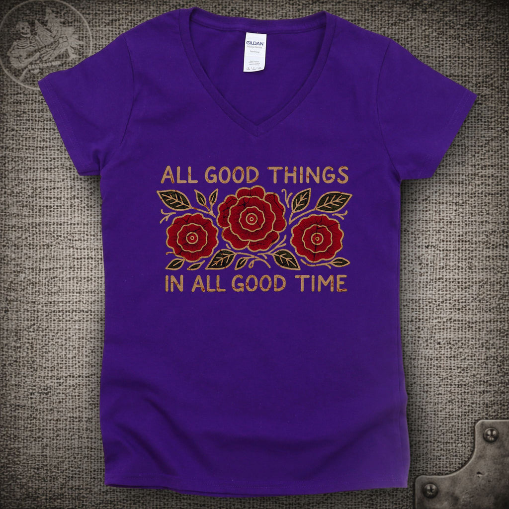 Run for the Roses | Jerry Garcia Band Shakedown Lot Style Ladies V-Neck Tee