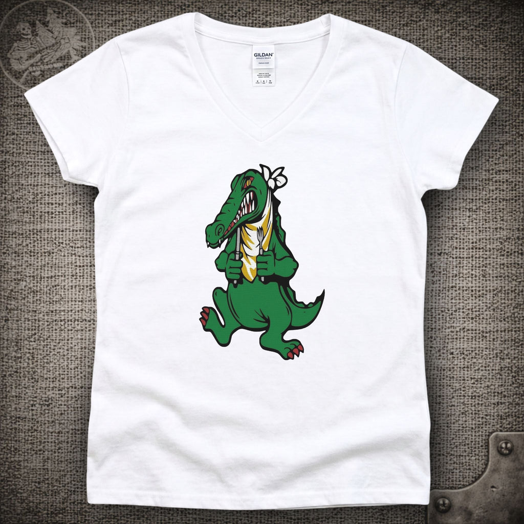 Alligator Guitar | Jerry Garcia Shakedown Lot Style Ladies V-Neck Tee