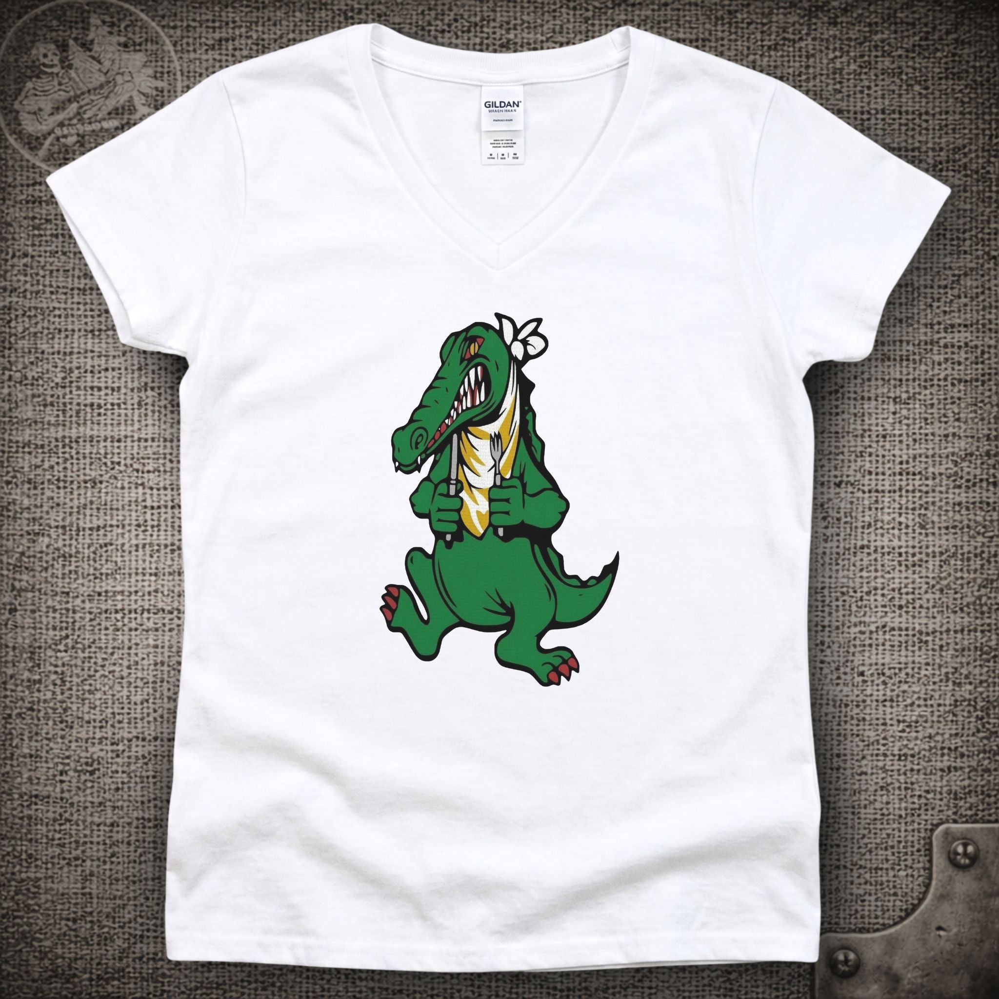Alligator Guitar | Jerry Garcia Shakedown Lot Style Ladies V-Neck Tee