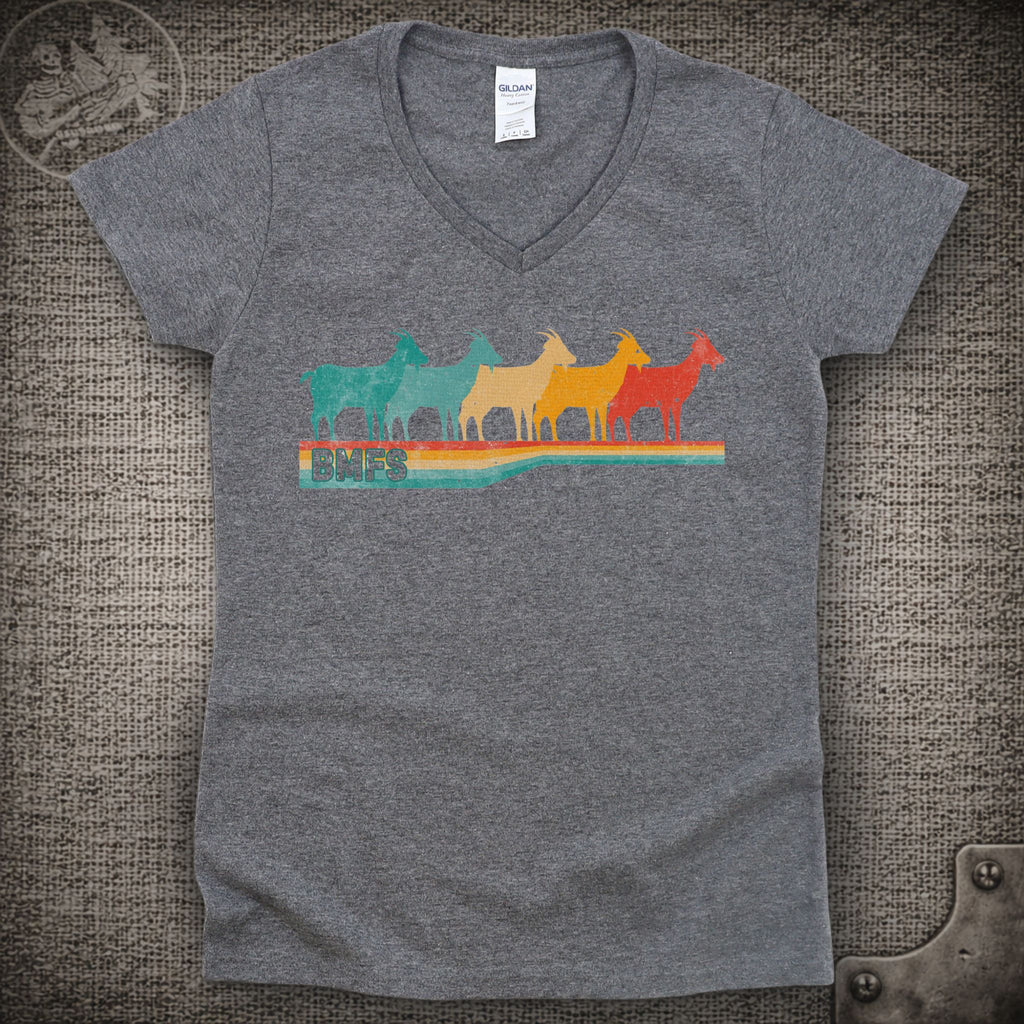 BMFS Retro Goats | Billy Strings Shakedown Lot Style Ladies V-Neck Tee
