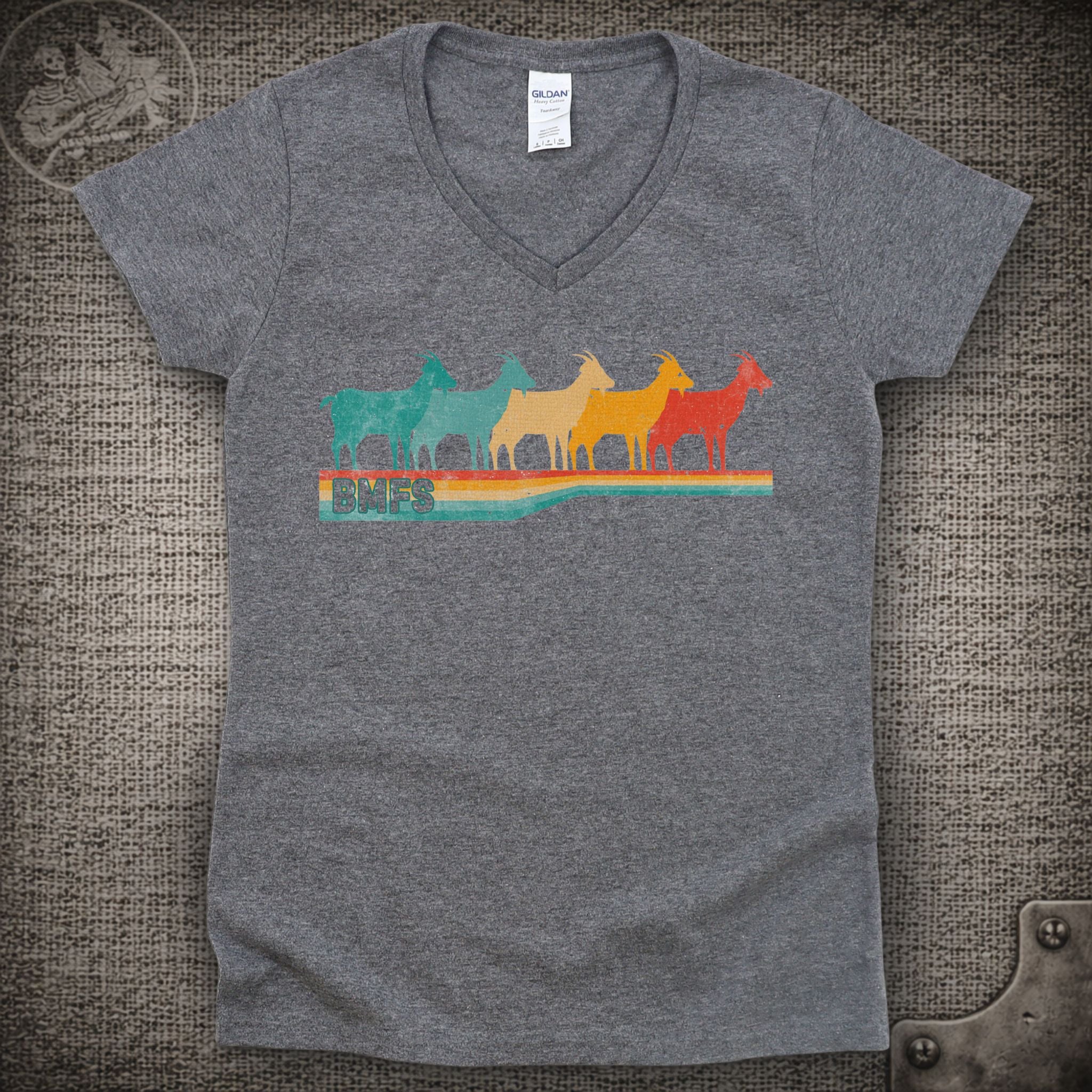 BMFS Retro Goats | Billy Strings Shakedown Lot Style Ladies V-Neck Tee