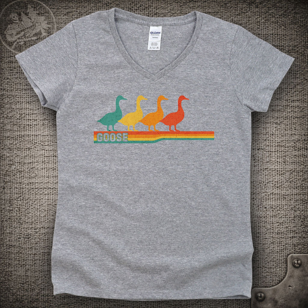 Retro Geese | Goose Shakedown Lot Style Ladies V-Neck Tee