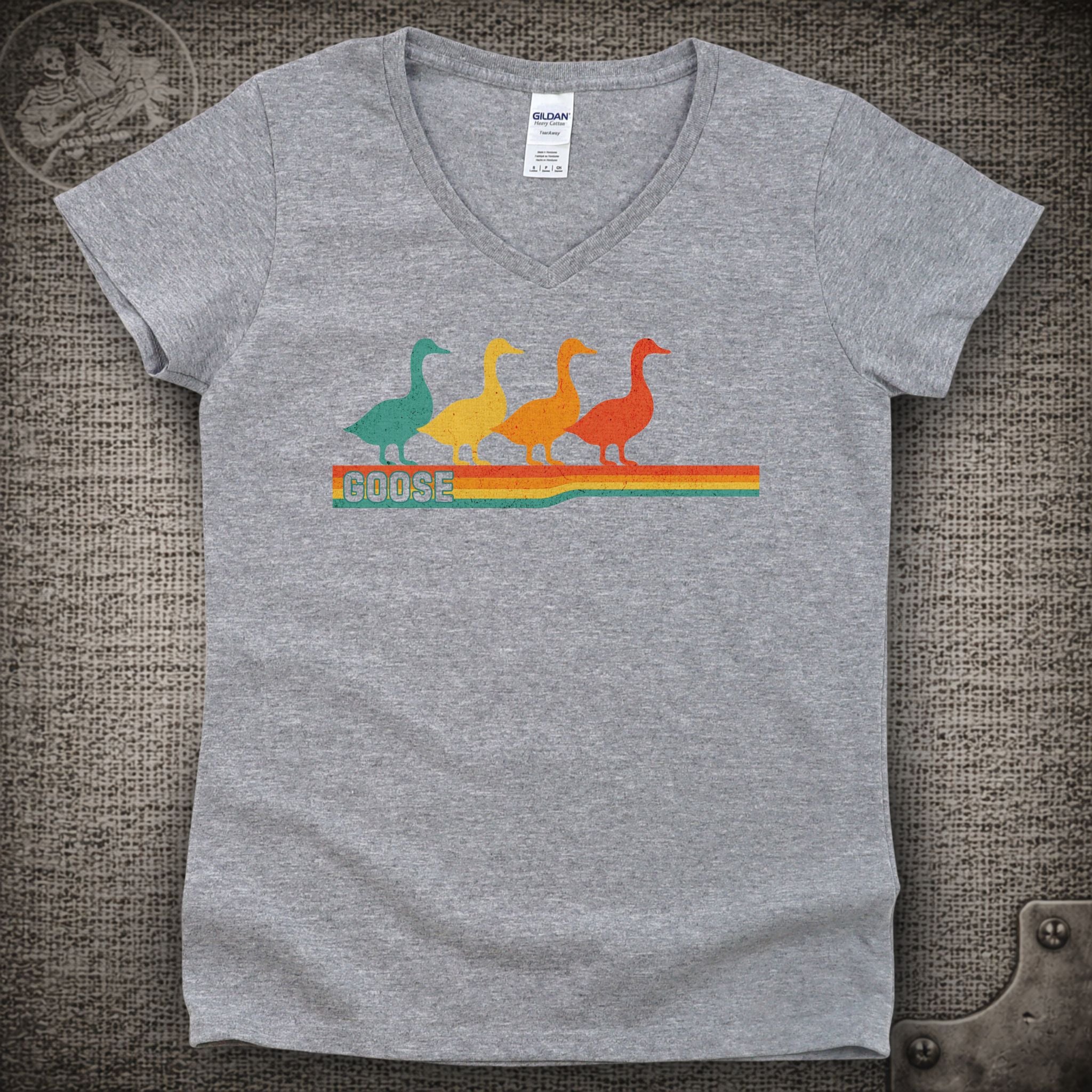 Retro Geese | Goose Shakedown Lot Style Ladies V-Neck Tee
