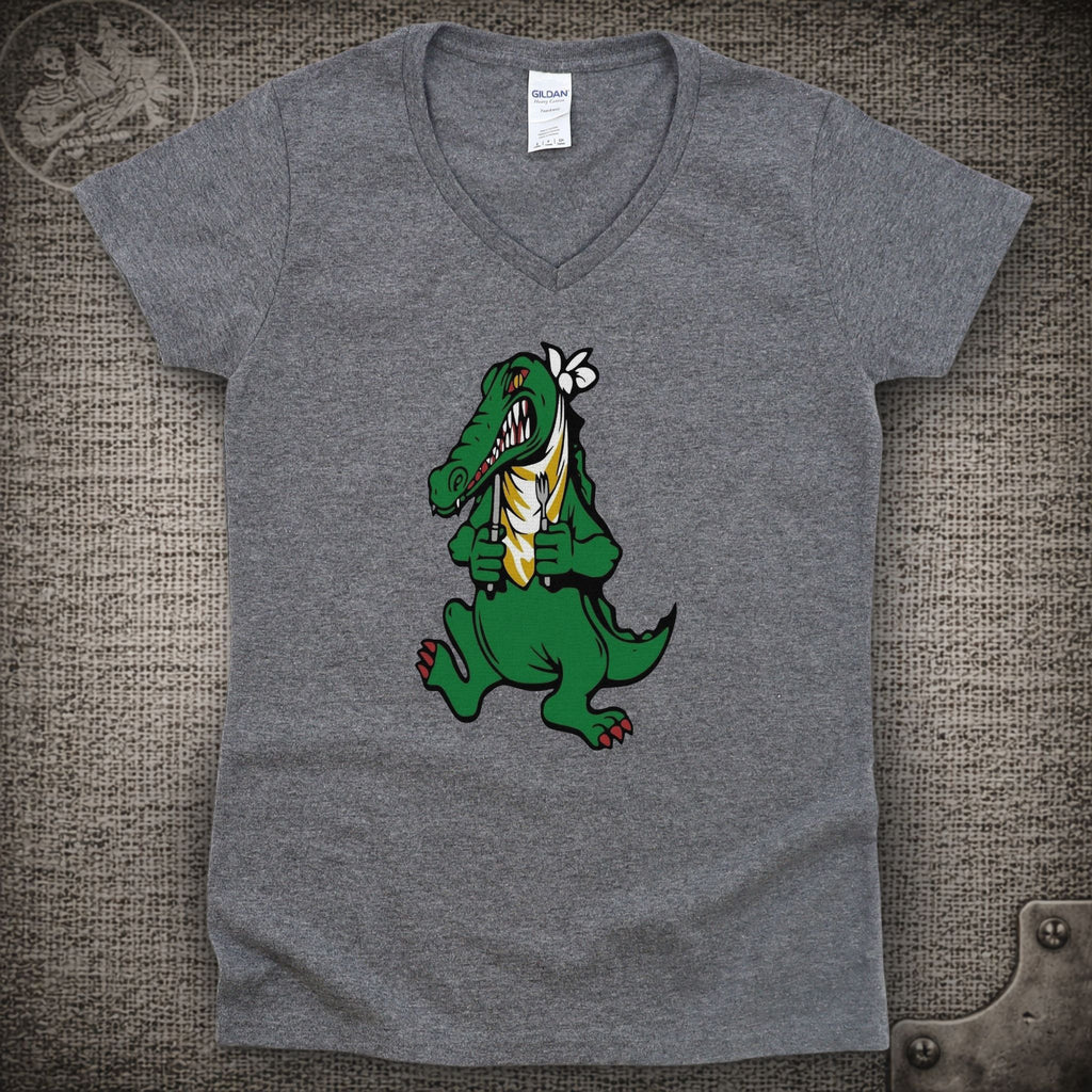 Alligator Guitar | Jerry Garcia Shakedown Lot Style Ladies V-Neck Tee