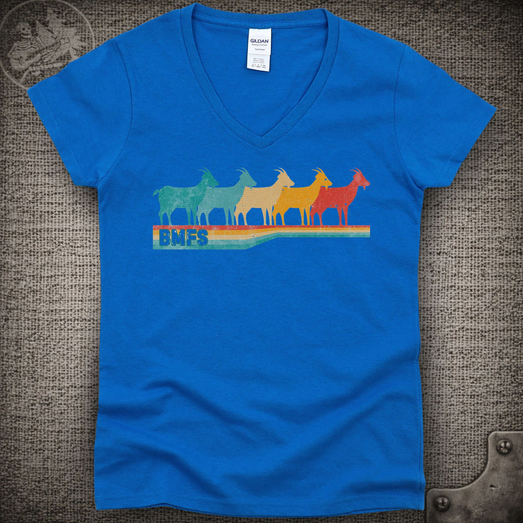 BMFS Retro Goats | Billy Strings Shakedown Lot Style Ladies V-Neck Tee