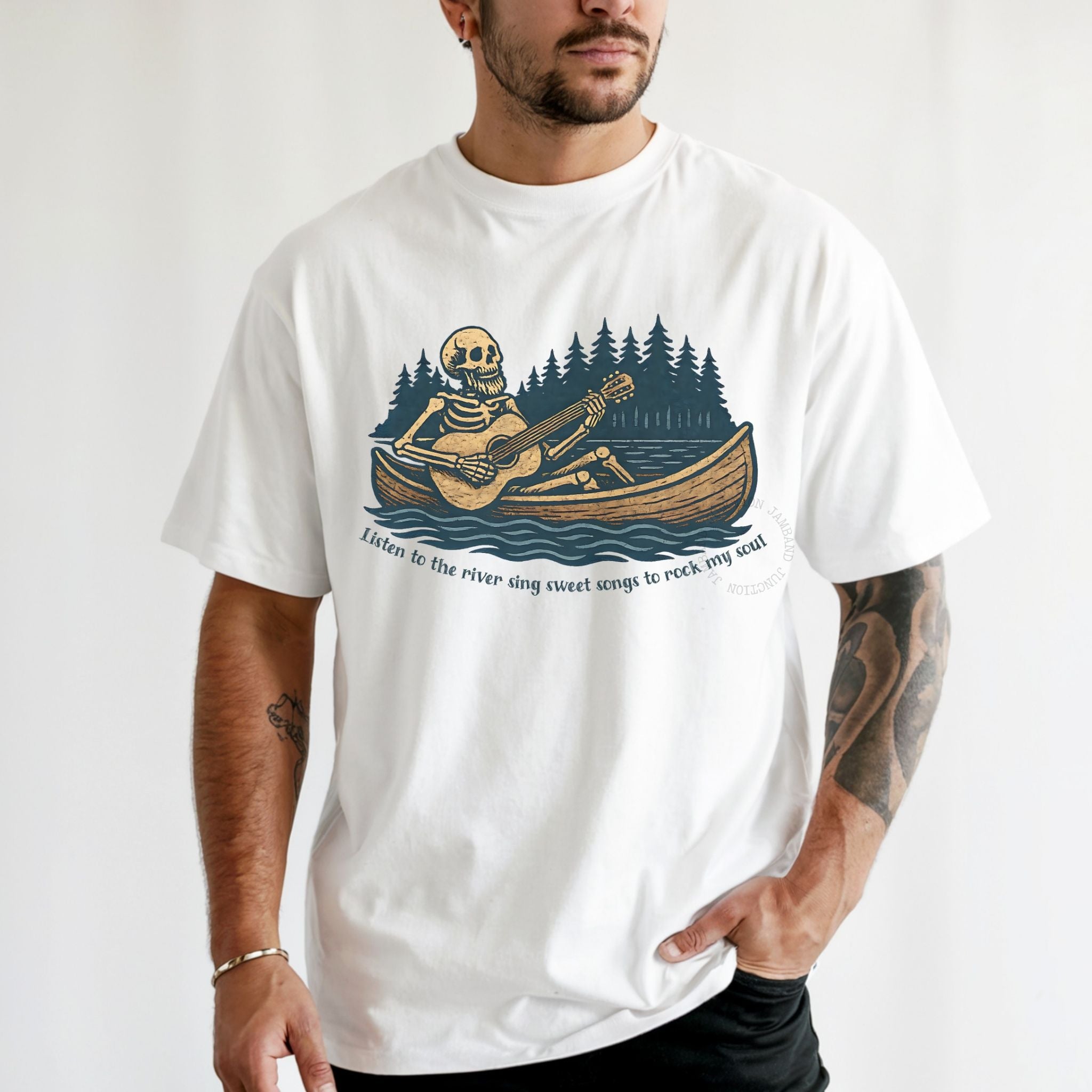Brokedown Palace artwork shirt with roots and road inspired design