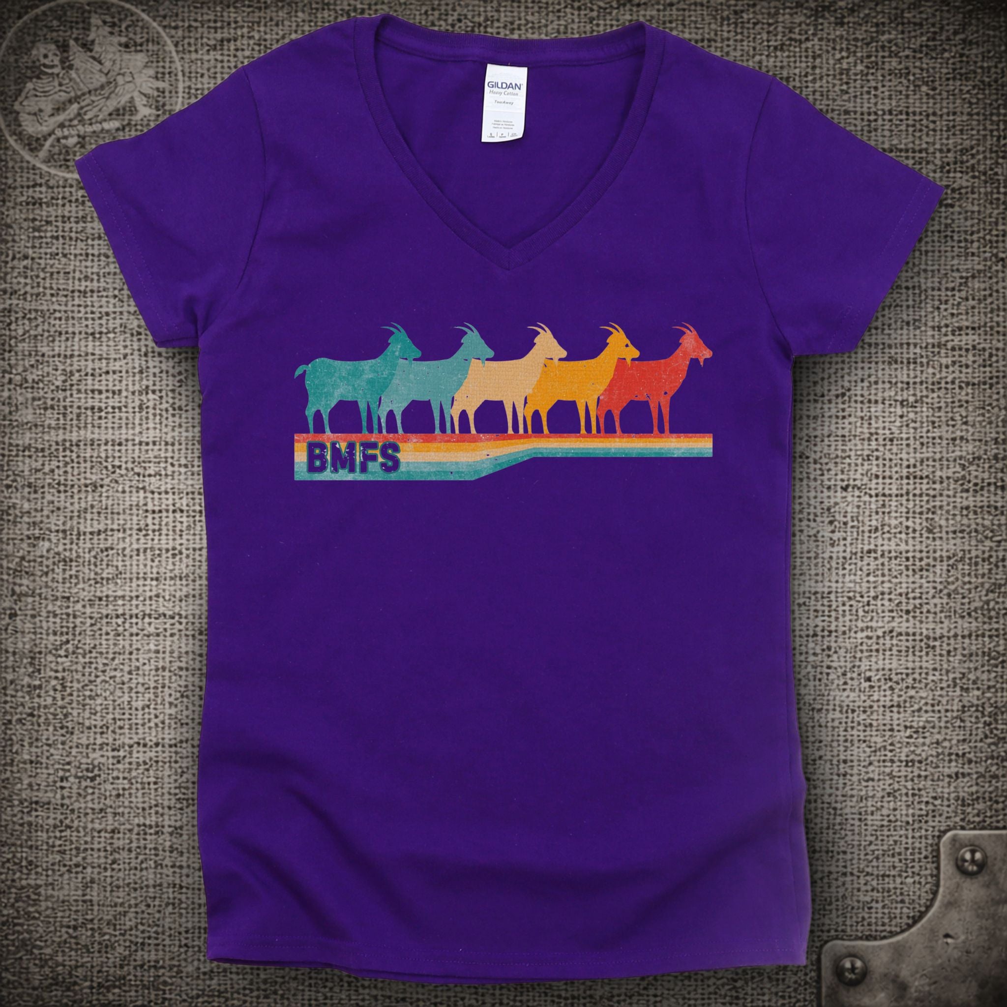 BMFS Retro Goats | Billy Strings Shakedown Lot Style Ladies V-Neck Tee