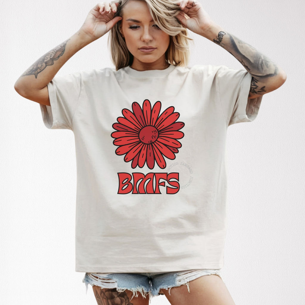 Billy Strings Red Daisy  t-shirt featuring original artwork and Shakedown lot style design.